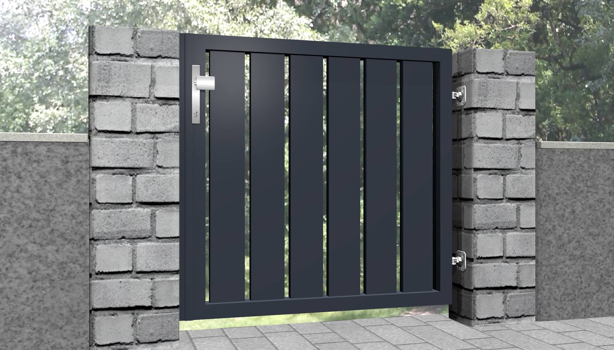 Brise-vue 1 battant en aluminium pour portillon de jardin lamelles vertical, GE