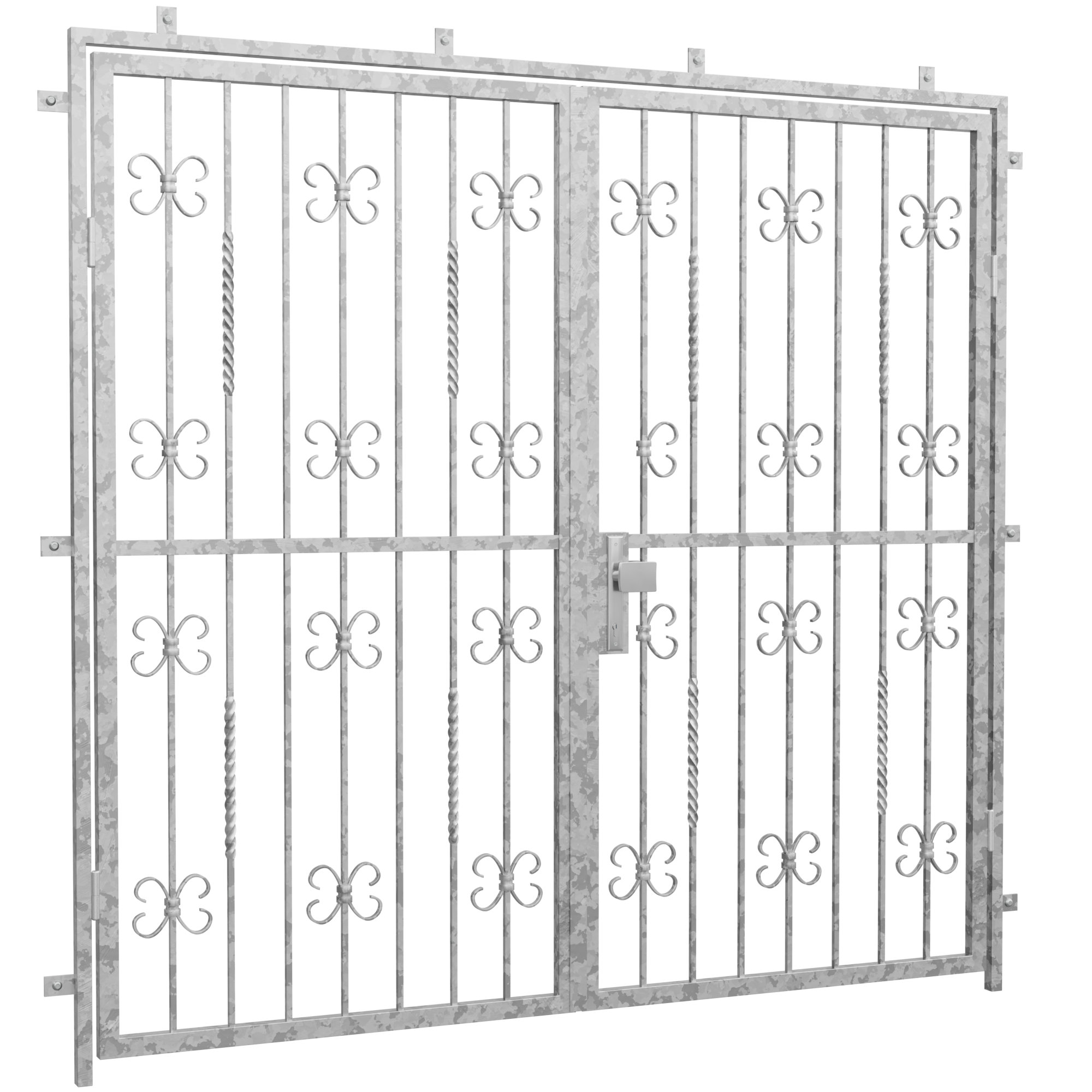 Porte grillagée en acier galvanisé à 2 battants baroque