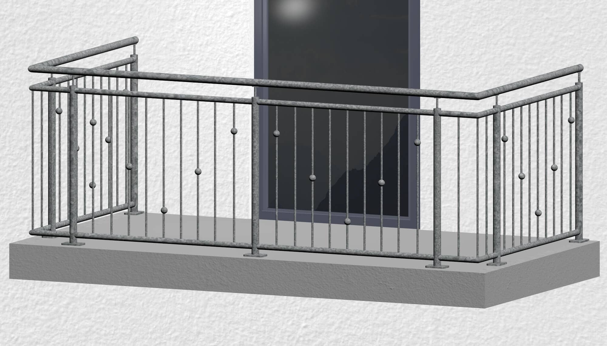 Balustrade de balcon en acier galvanisé à boules en V