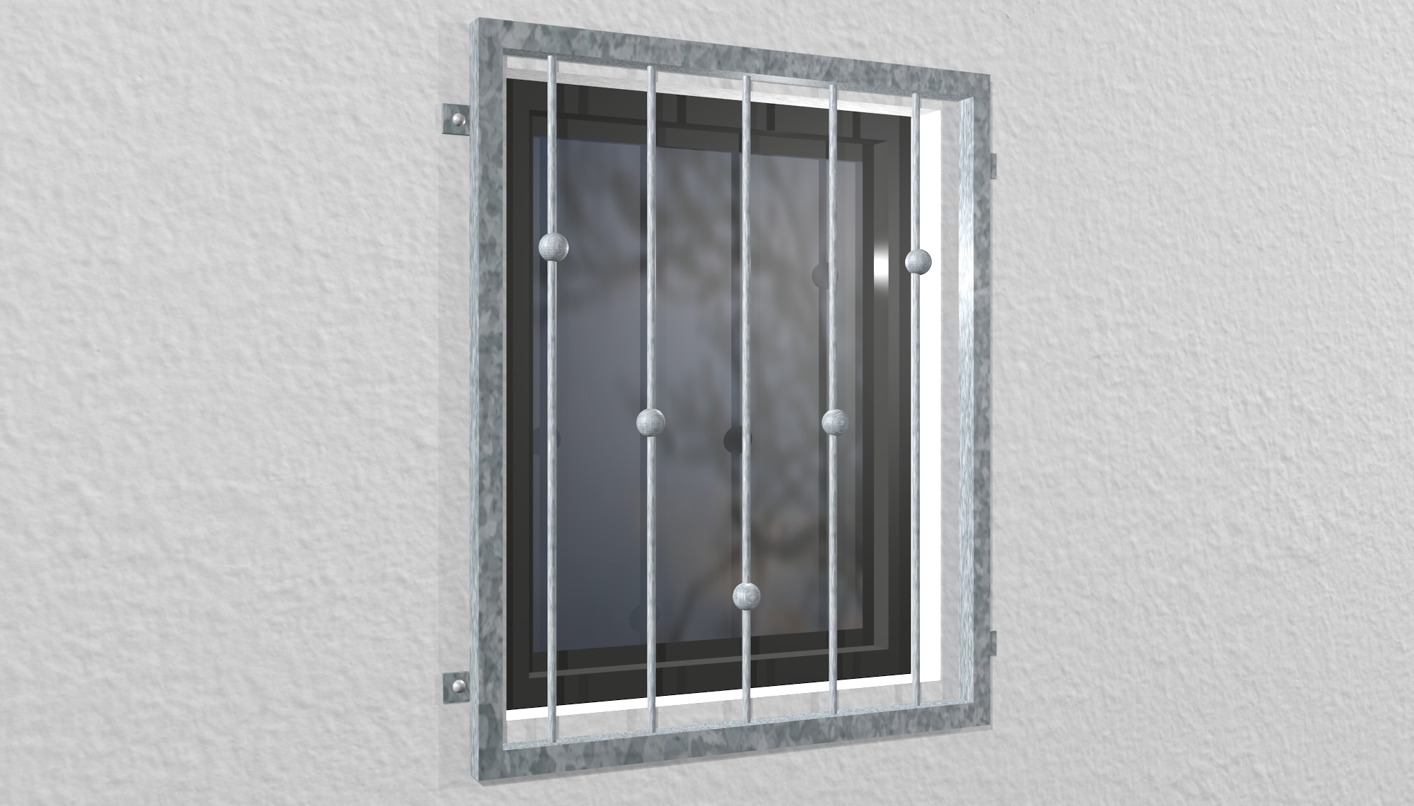 Grille de défense pour fenêtres en acier galvanisé boules en V