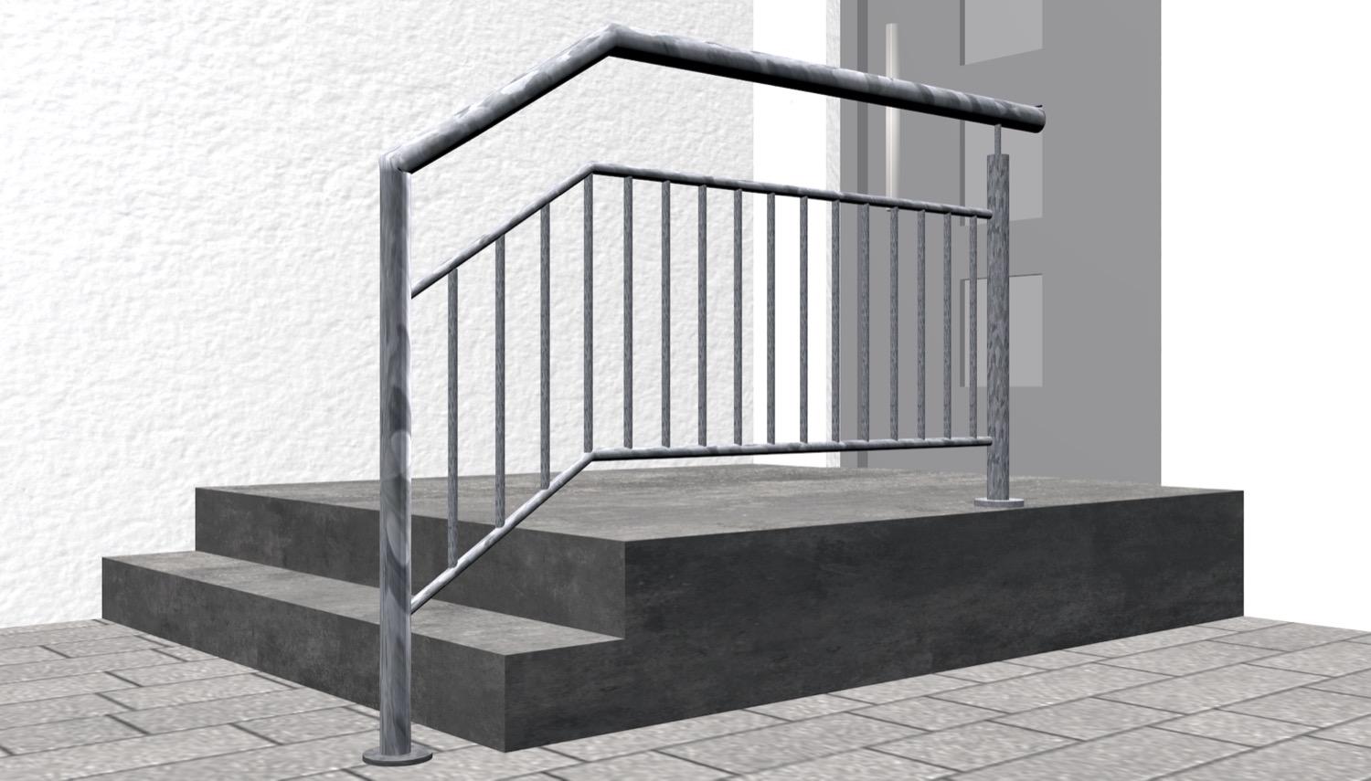Balustrade d’escalier en acier galvanisé FAS-CL remplissage de barreaux 