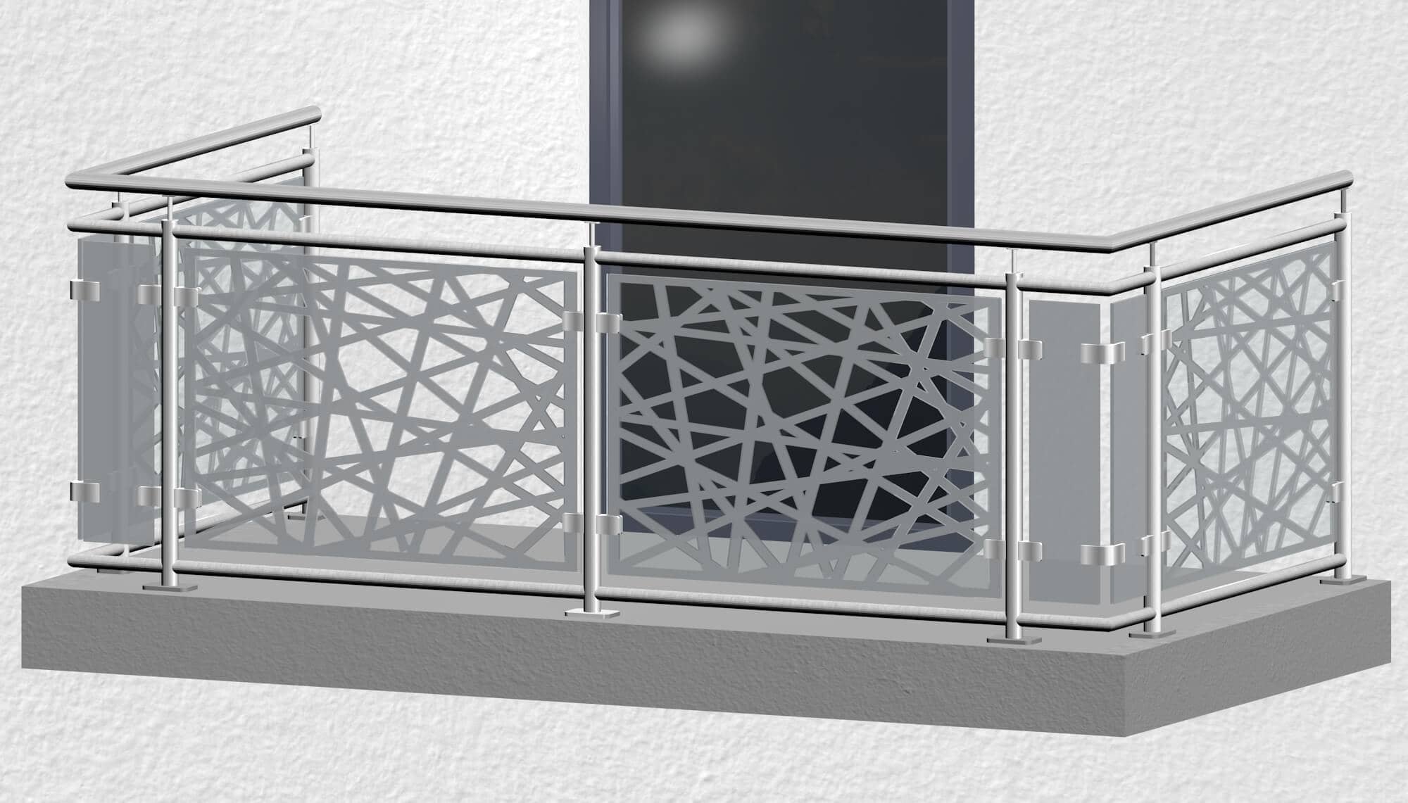 Balustrade de balcon en acier inoxydable design Verre AB 1