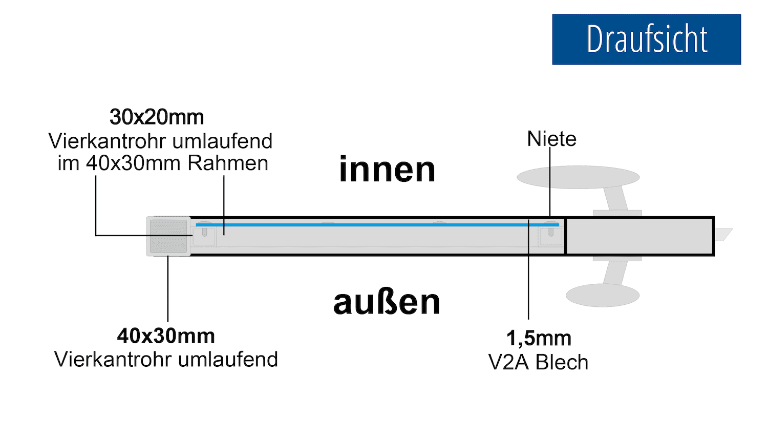 Brise-vue à 1 battant en acier inoxydable pour portillon de jardin Opaque, GE, BK