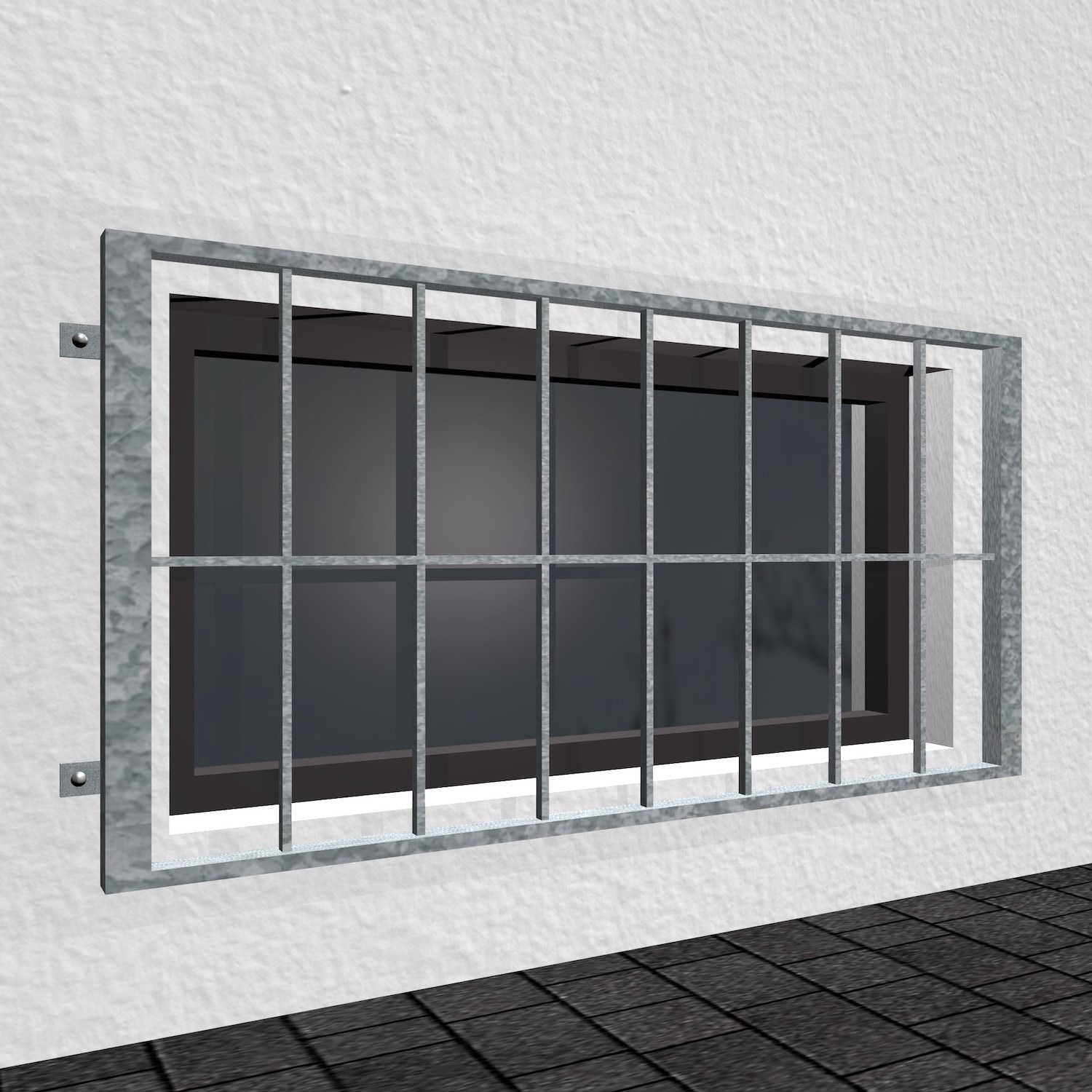 Grille de défense pour fenêtres pour la cave en acier galvanisé barre verticale