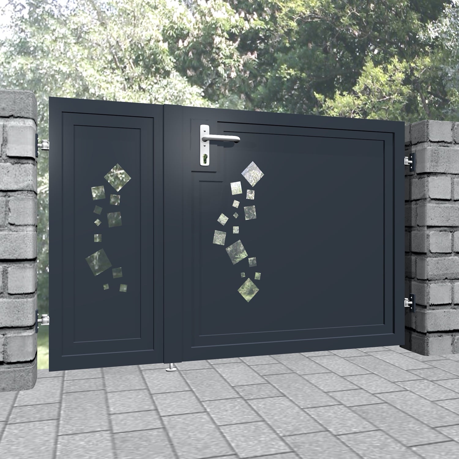 Brise-vue à 2 battants en aluminium pour portillon de jardin QE, GE