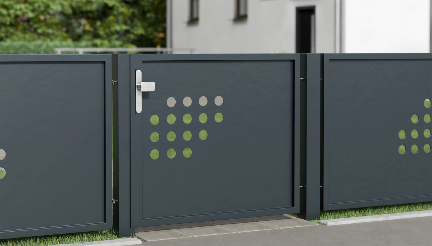 Portillon de jardin en aluminium, brise-vue à 1 battant RLH, GE