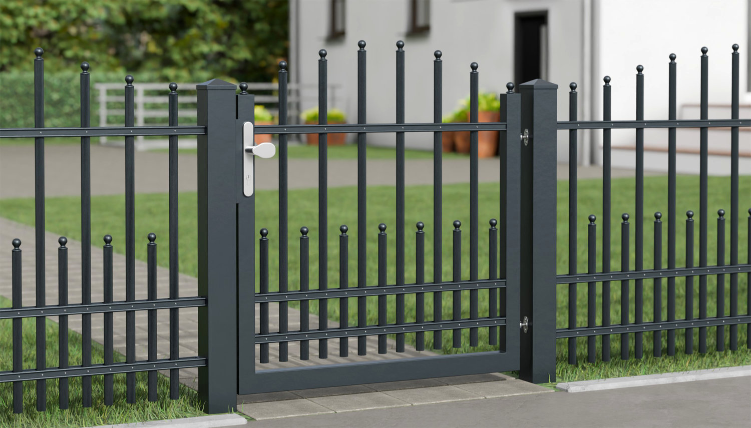 Portillon de jardin aluminium 1 battant palissades DPP Classic, OB
