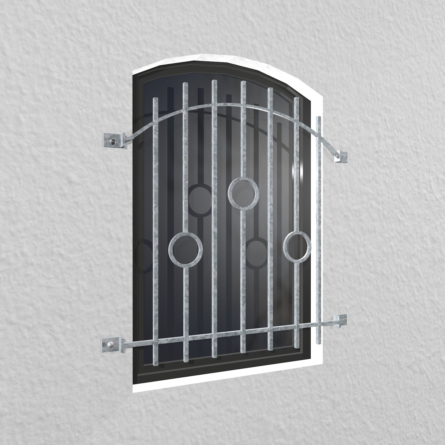 Grille de défense pour fenêtres en acier galvanisé cercle barre arc supérieur 