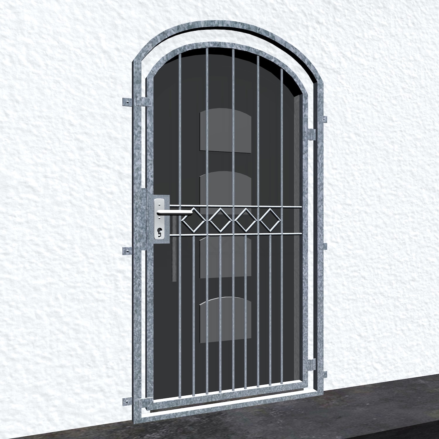 Porte grillagée en acier galvanisé Série Karo Arc supérieur