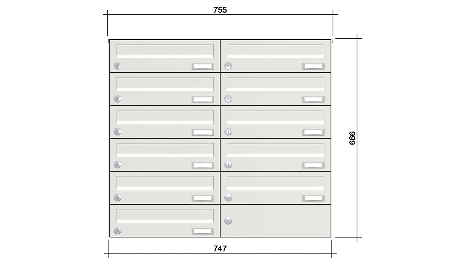 Briefkastenanlage | Aufputz | 11-fach | Waagerecht | Farbe