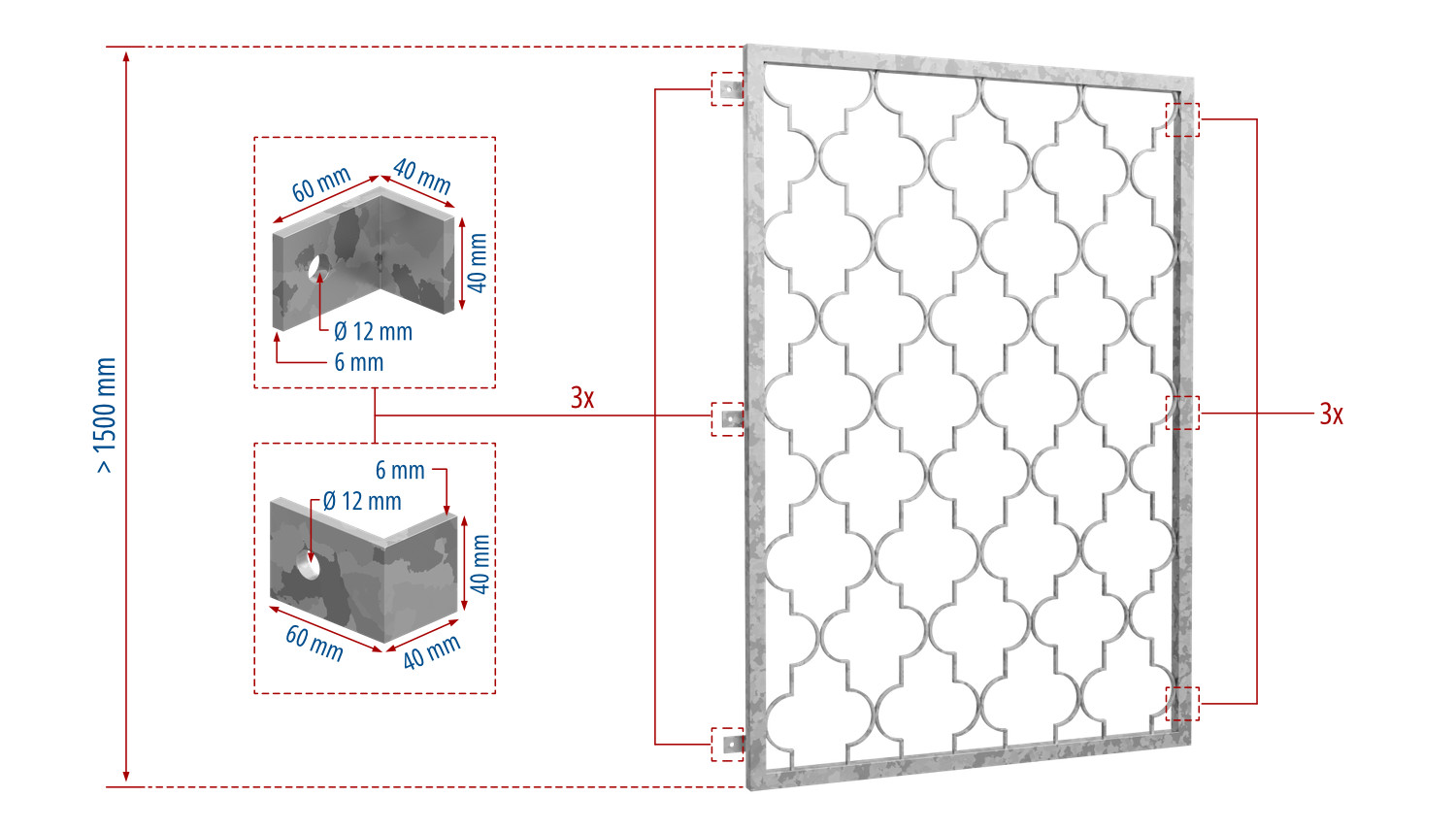 Grille de défense pour fenêtres en acier galvanisé losanges Classic