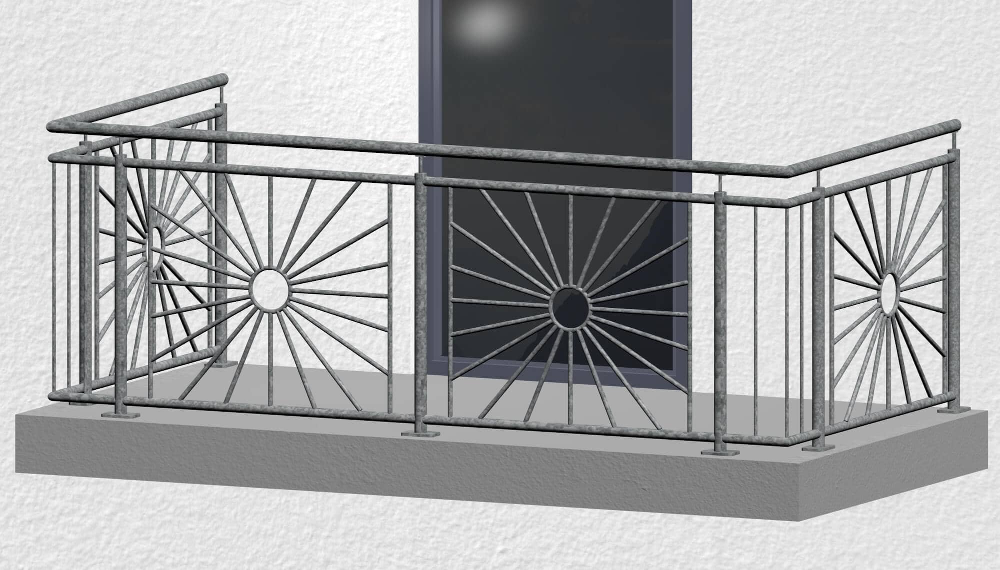 Balustrade de balcon en acier galvanisé soleil District