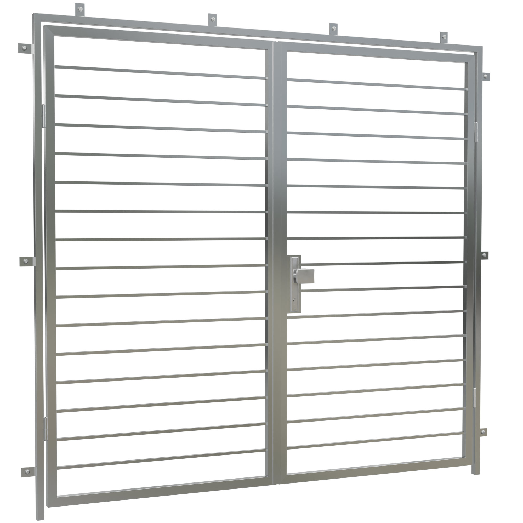 Porte grillagée en acier inoxydable Barre transversale à 2 battants 