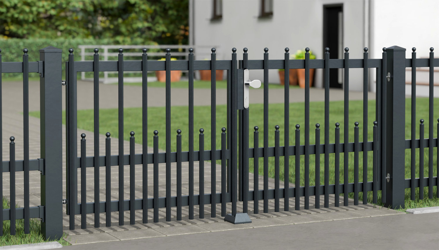 Portail de jardin en aluminium à 2 battants palissades DPP élégantes, GE
