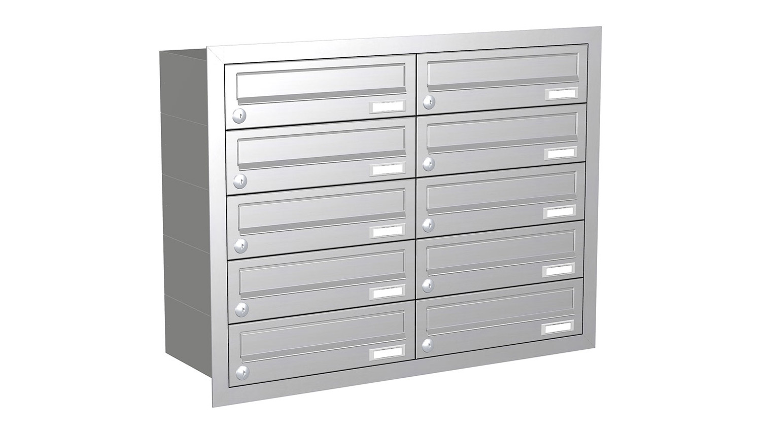 Briefkastenanlage | Unterputz | 10-fach | Waagerecht | Edelstahl