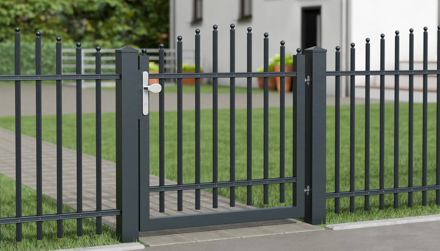 Portillon de jardin aluminium 1 battant palissades Classic, OB