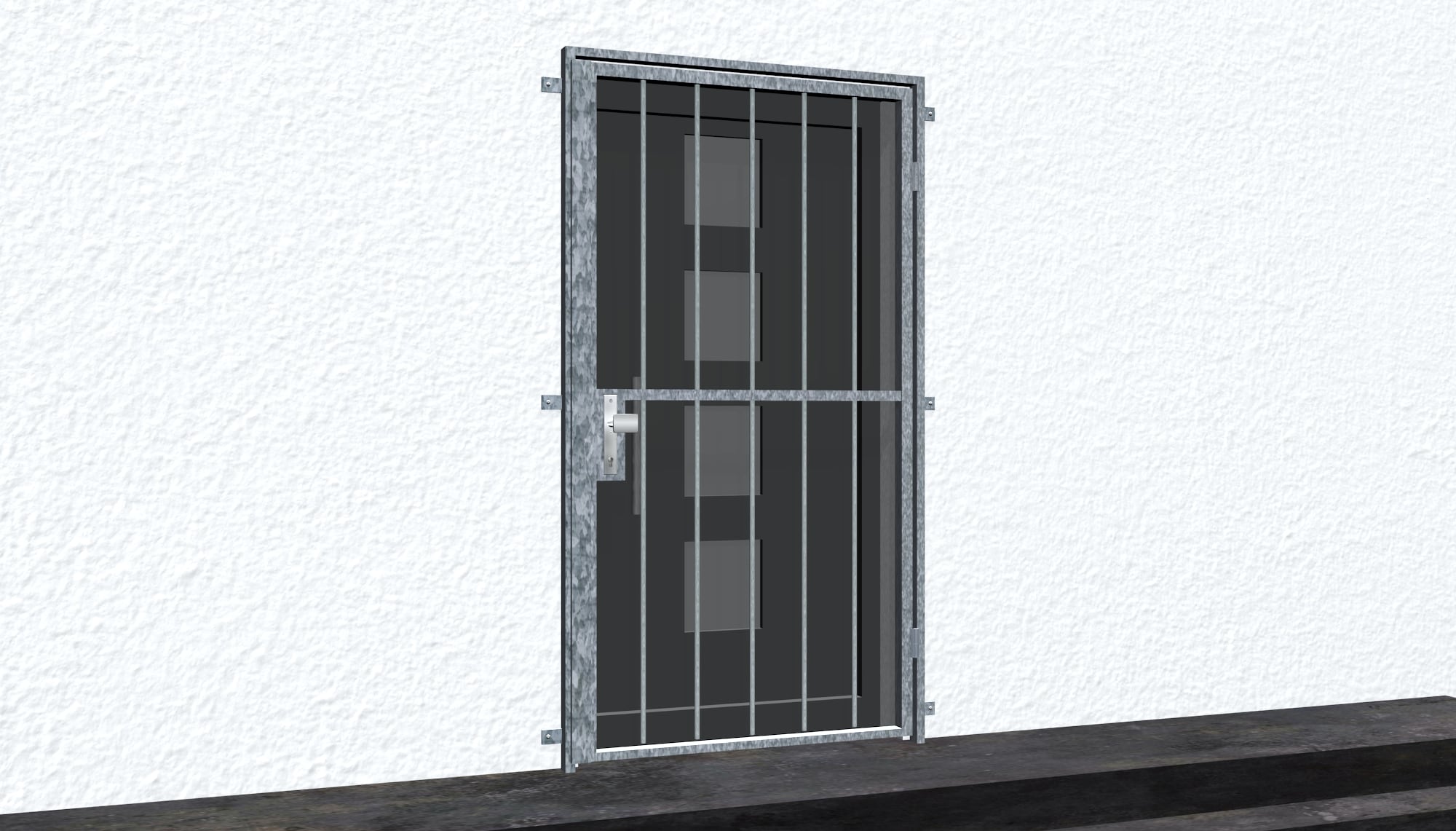 Porte grillagée en acier galvanisé barre verticale 