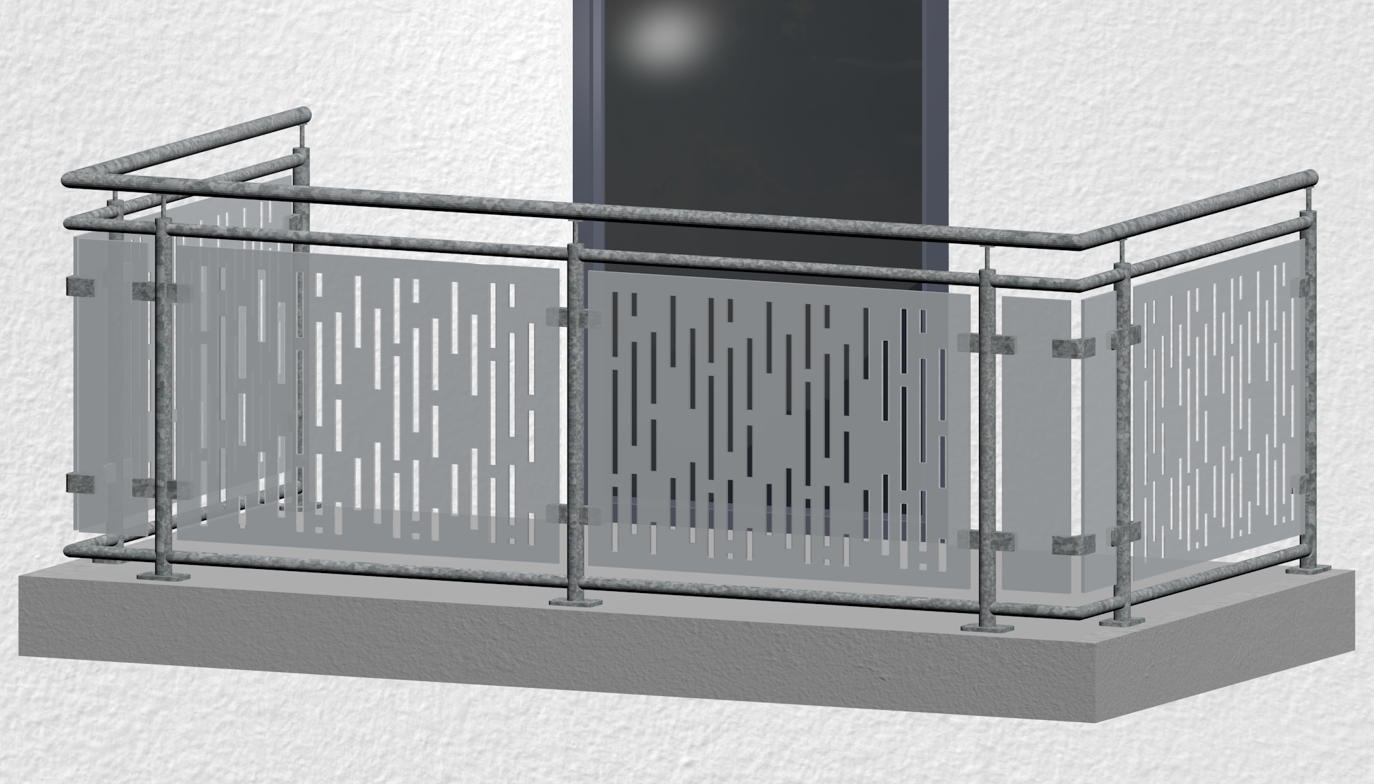 Balustrade de balcon en acier galvanisé design verre SF VE