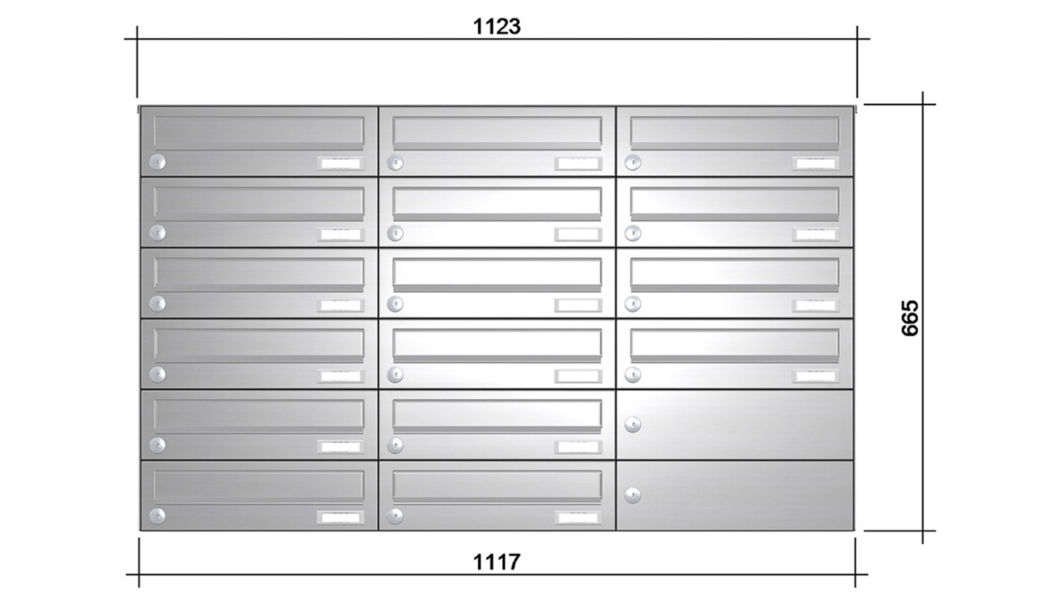 Briefkastenanlage | Aufputz | 16-fach | Waagerecht | Edelstahl