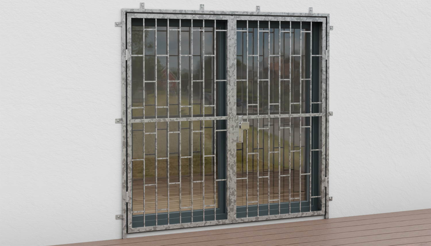 Porte grillagée en acier galvanisé à 2 battants échelle