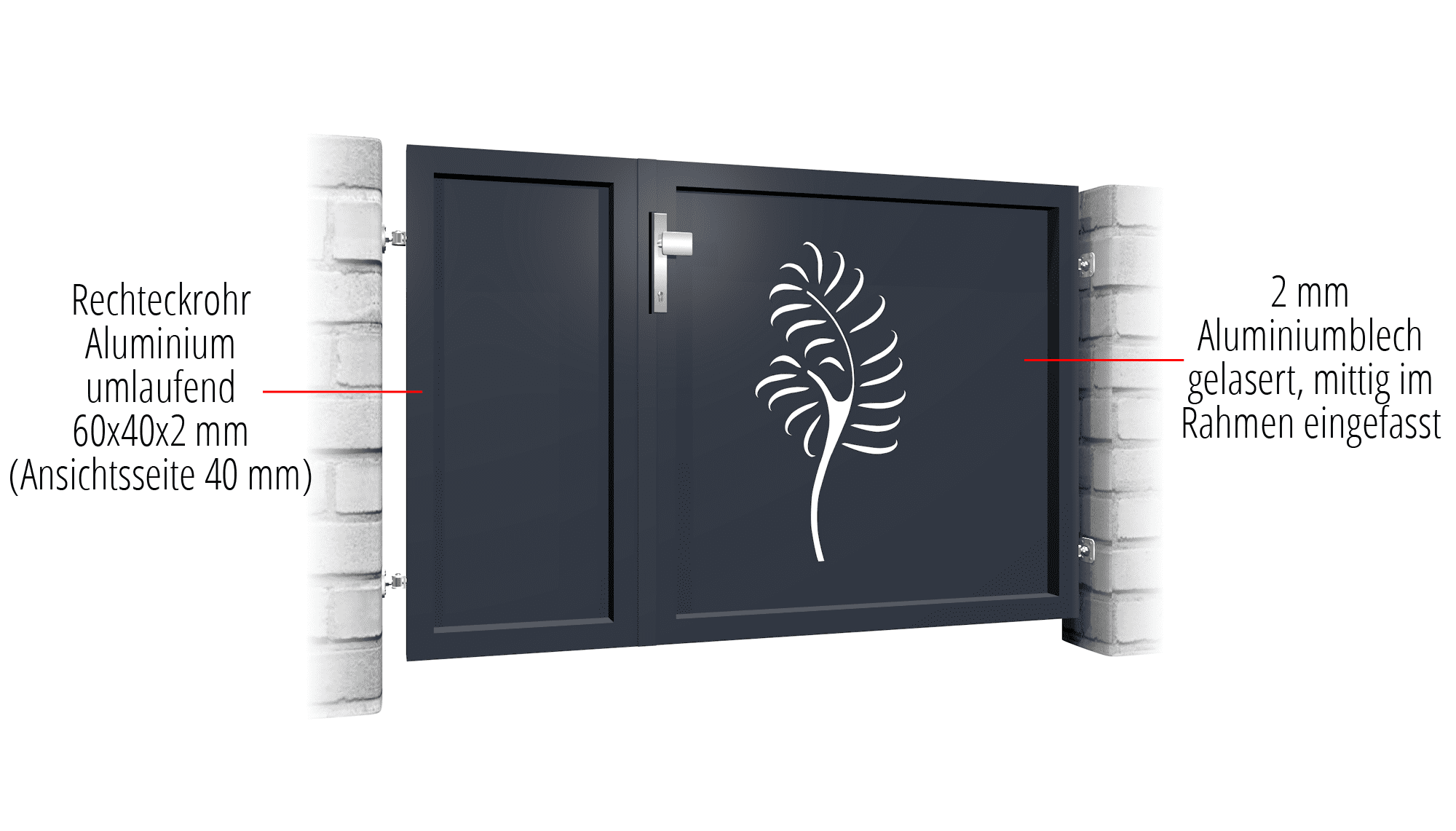 Brise-vue en aluminium à 2 battants pour portillon de jardin PF, GE