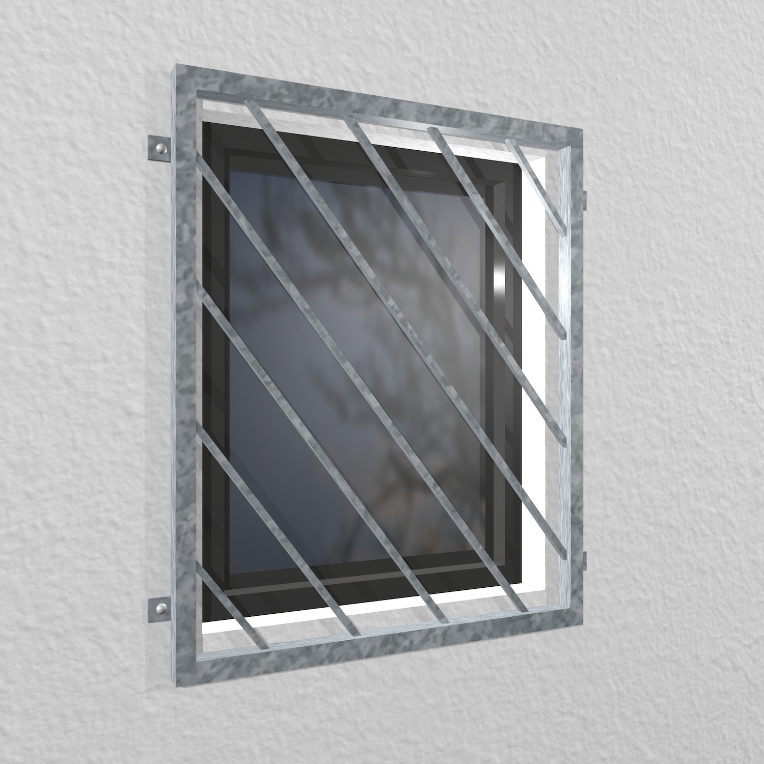 Grille de défense pour fenêtres en acier galvanisé Barre diagonale 2