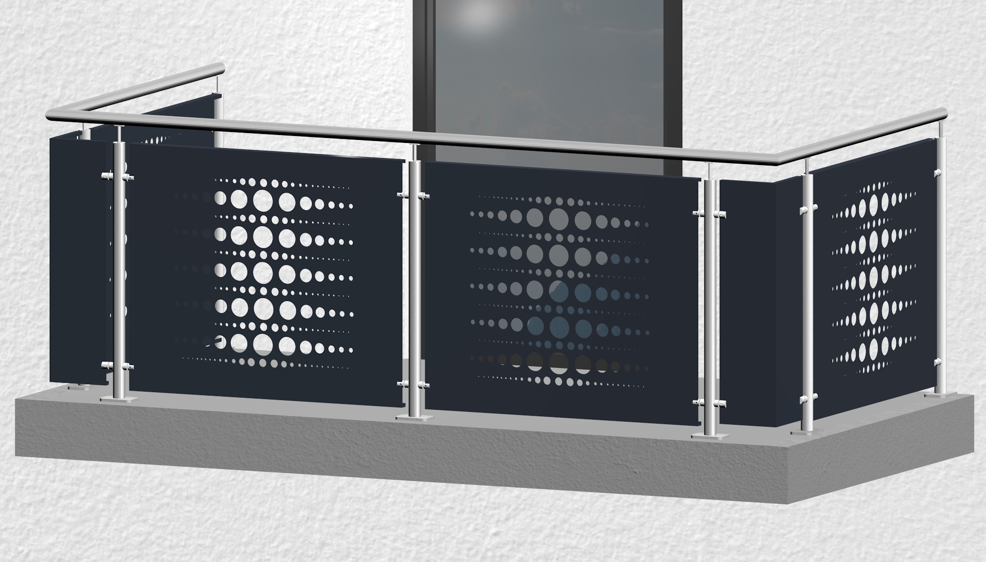 Balustrade de balcon en acier inoxydable plaque design PE 2