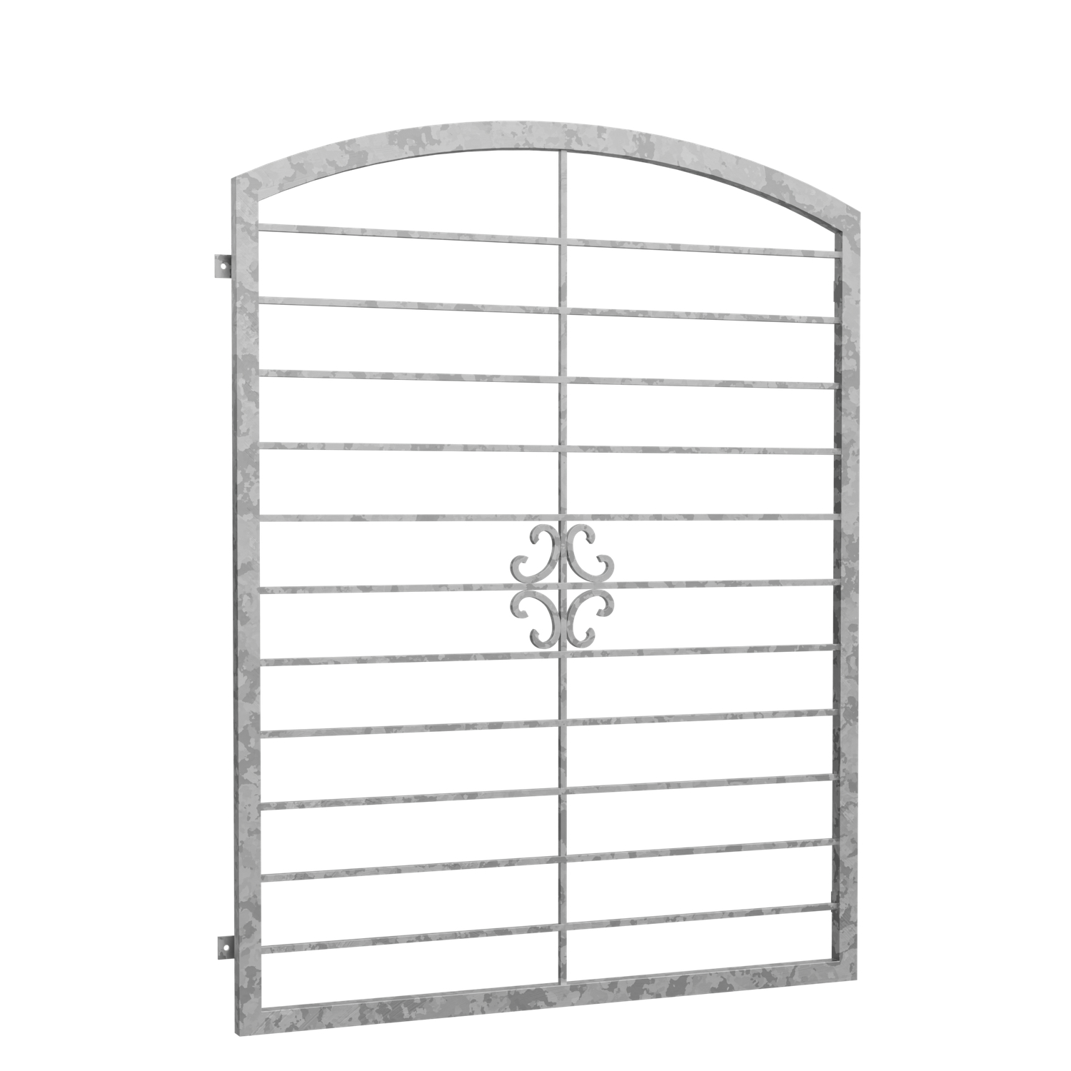 Grille de défense pour fenêtres en acier galvanisé arc supérieur fleuri 