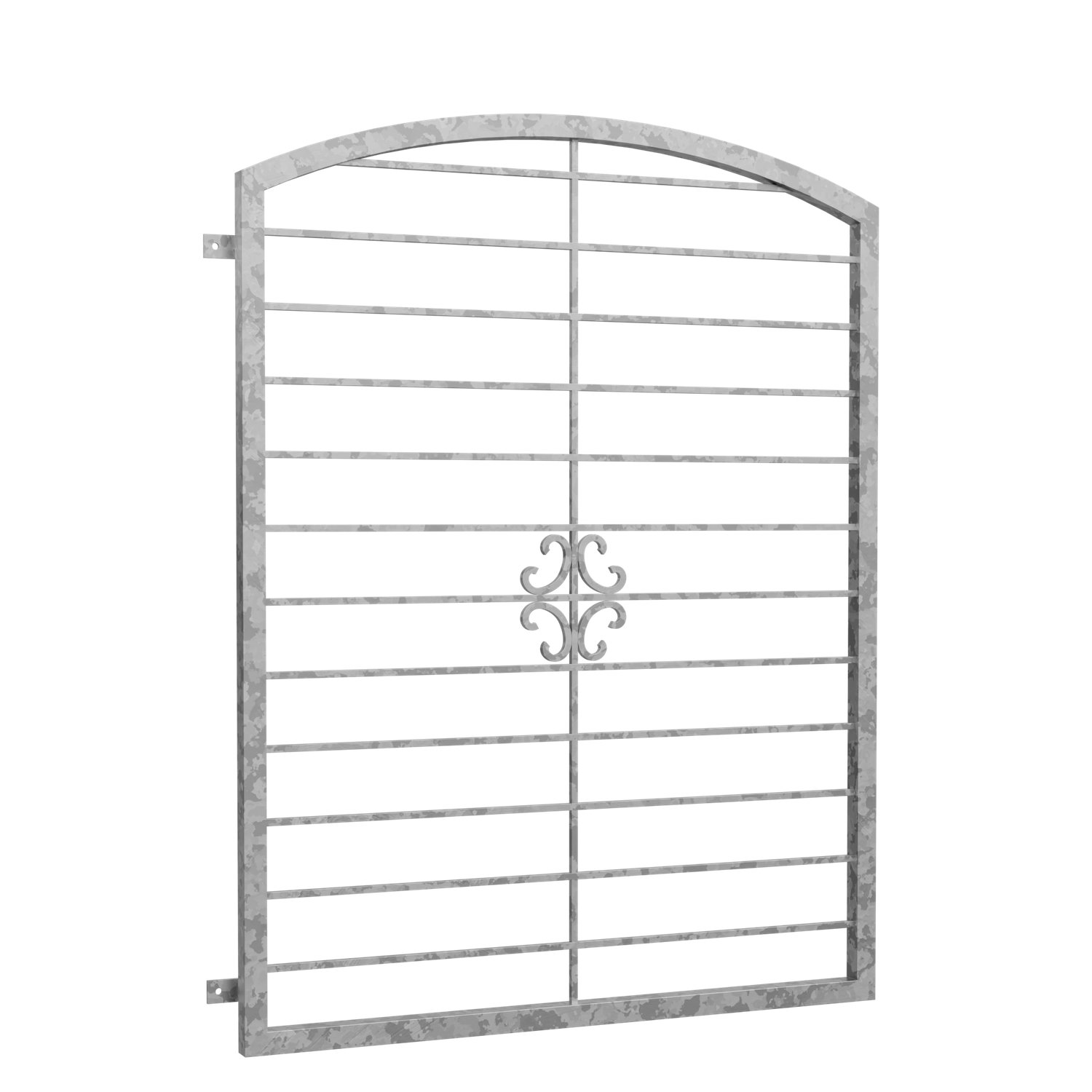Grille de défense pour fenêtres en acier galvanisé arc supérieur fleuri 