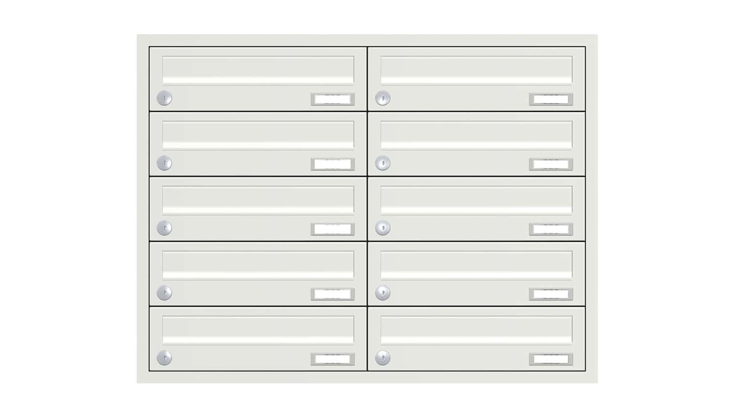 Briefkastenanlage | Unterputz | 10-fach | Waagerecht | Farbe