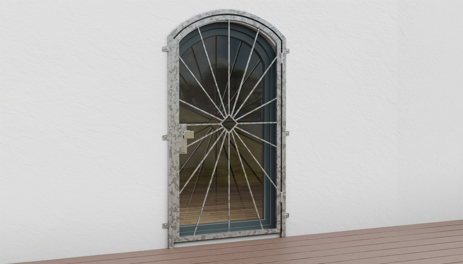 Porte grillagée en acier galvanisé Sun Check Arc supérieur