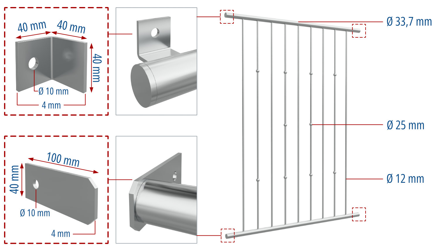 Grille de défense pour fenêtres en acier inoxydable billes décalées 2