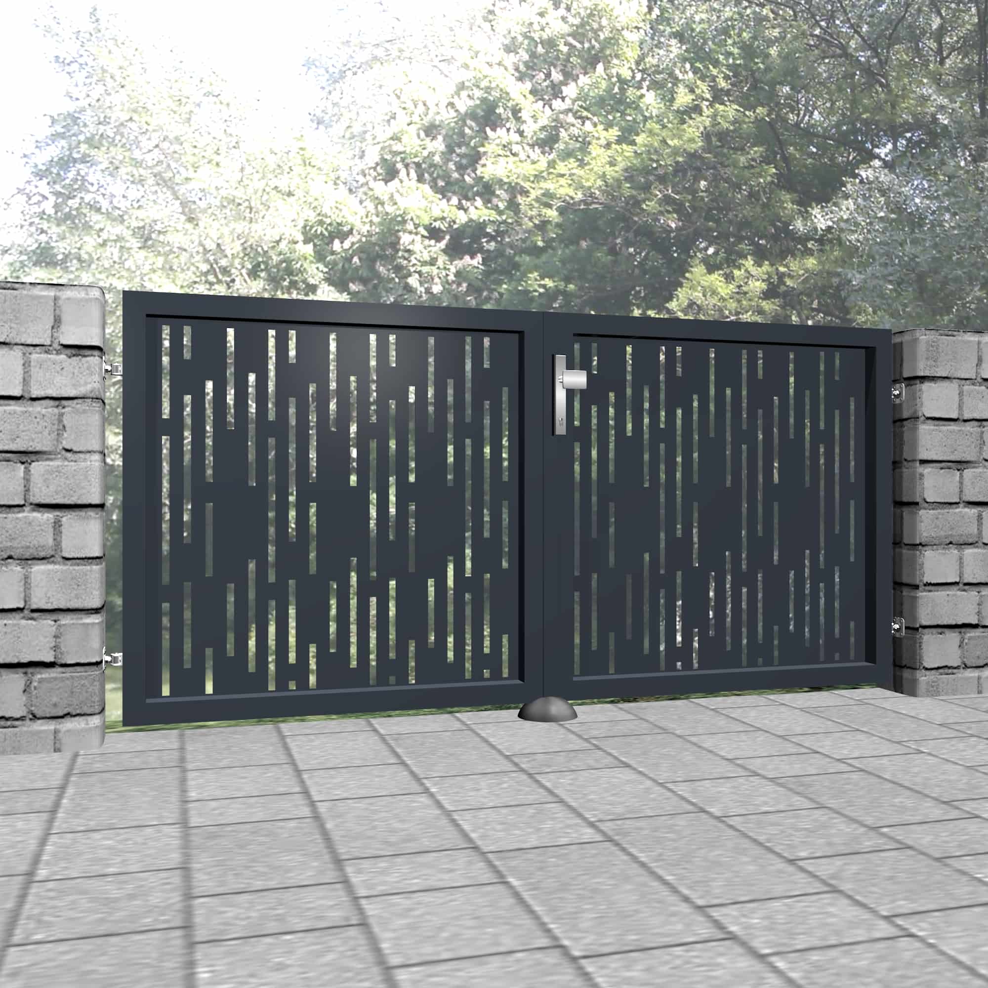 Portail de jardin aluminium 2 battants découpé au laser design SF VE