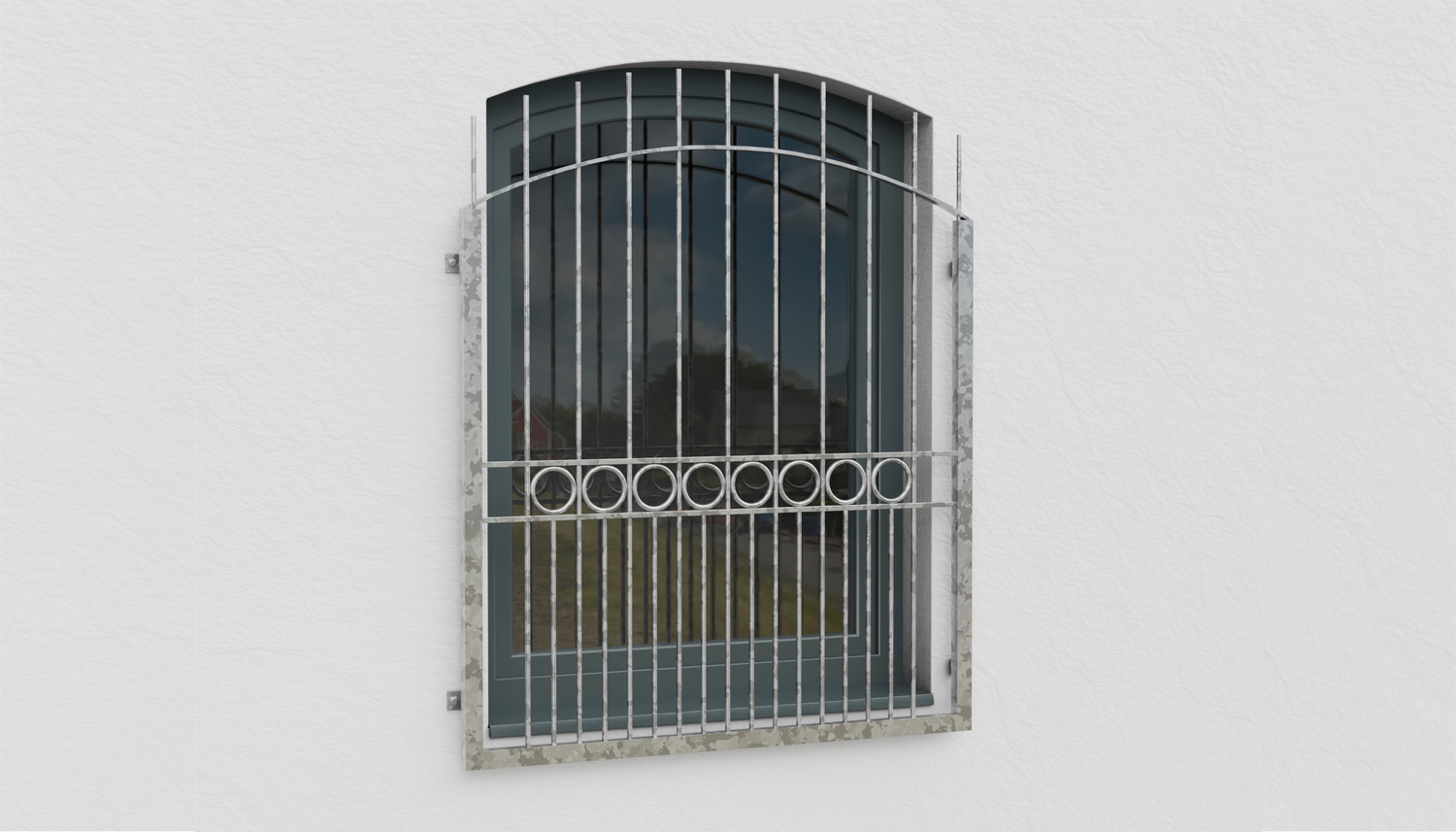 Grille de défense pour fenêtres en acier galvanisé Lyon arc supérieur 
