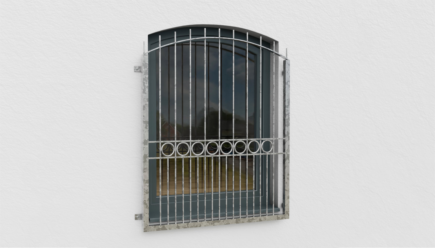 Grille de défense pour fenêtres en acier galvanisé Lyon arc supérieur 
