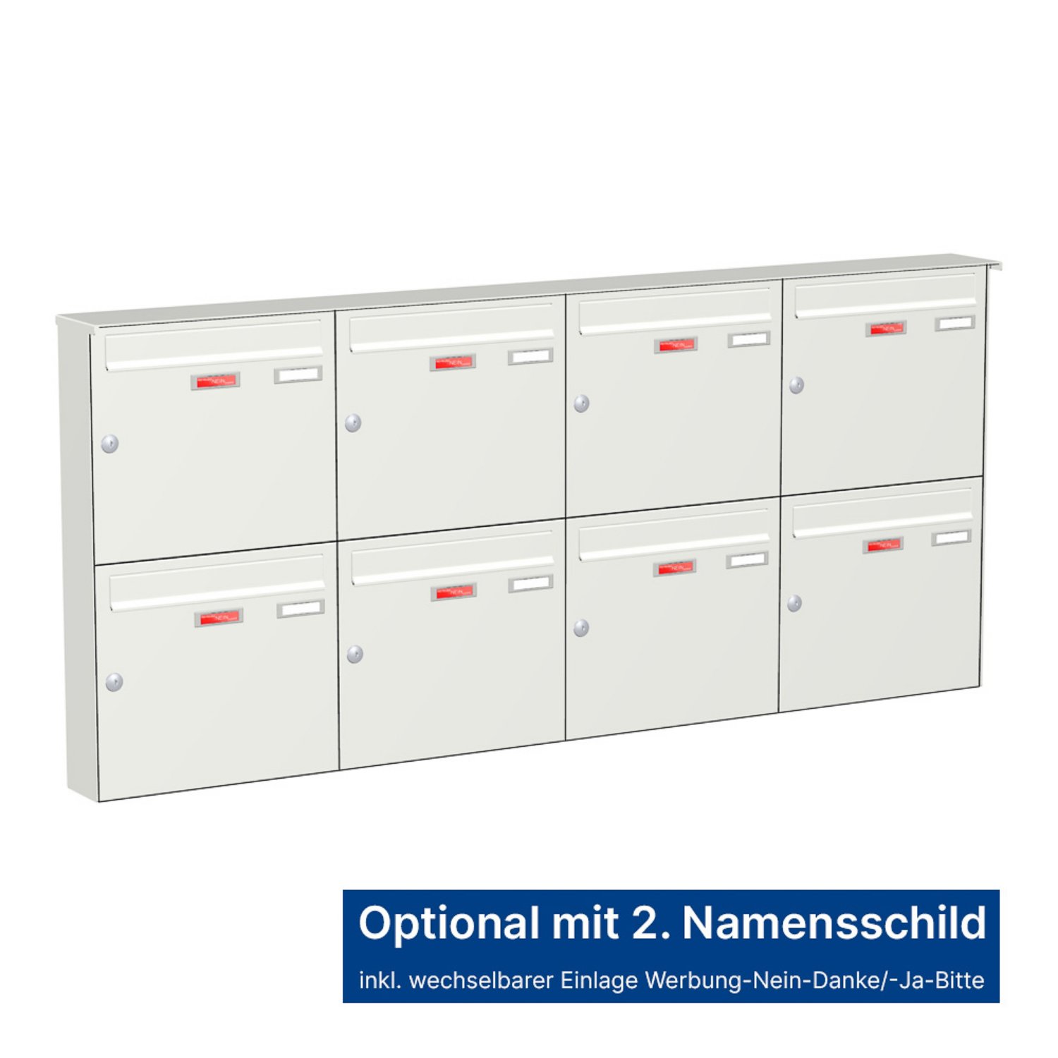 Briefkastenanlage | Aufputz | 8-fach | Senkrecht | Farbe