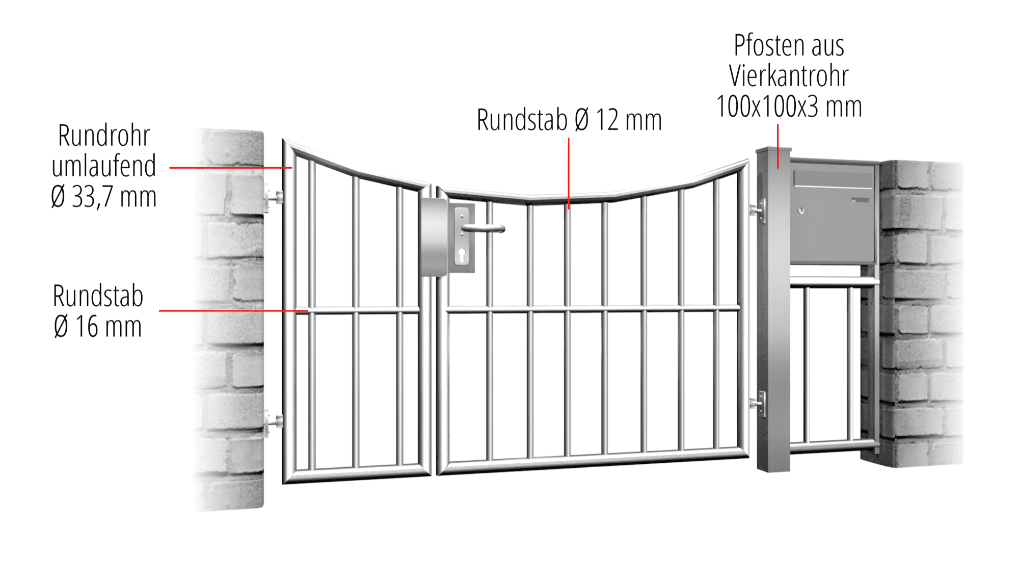 Portillon de jardin en acier inoxydable barre verticale à 2 battants, UB, BK