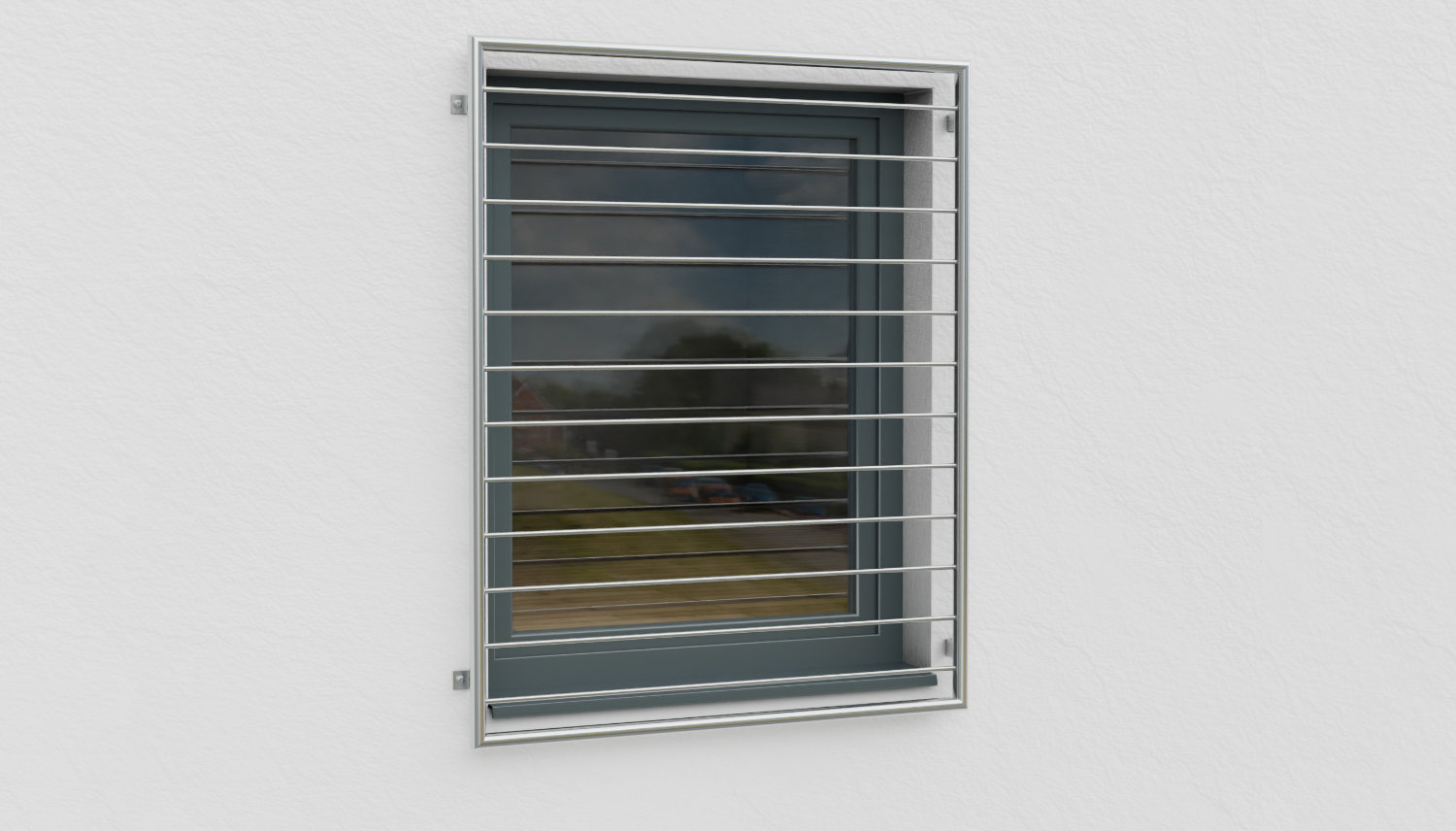 Grille de défense pour fenêtres en acier inoxydable barre transversale