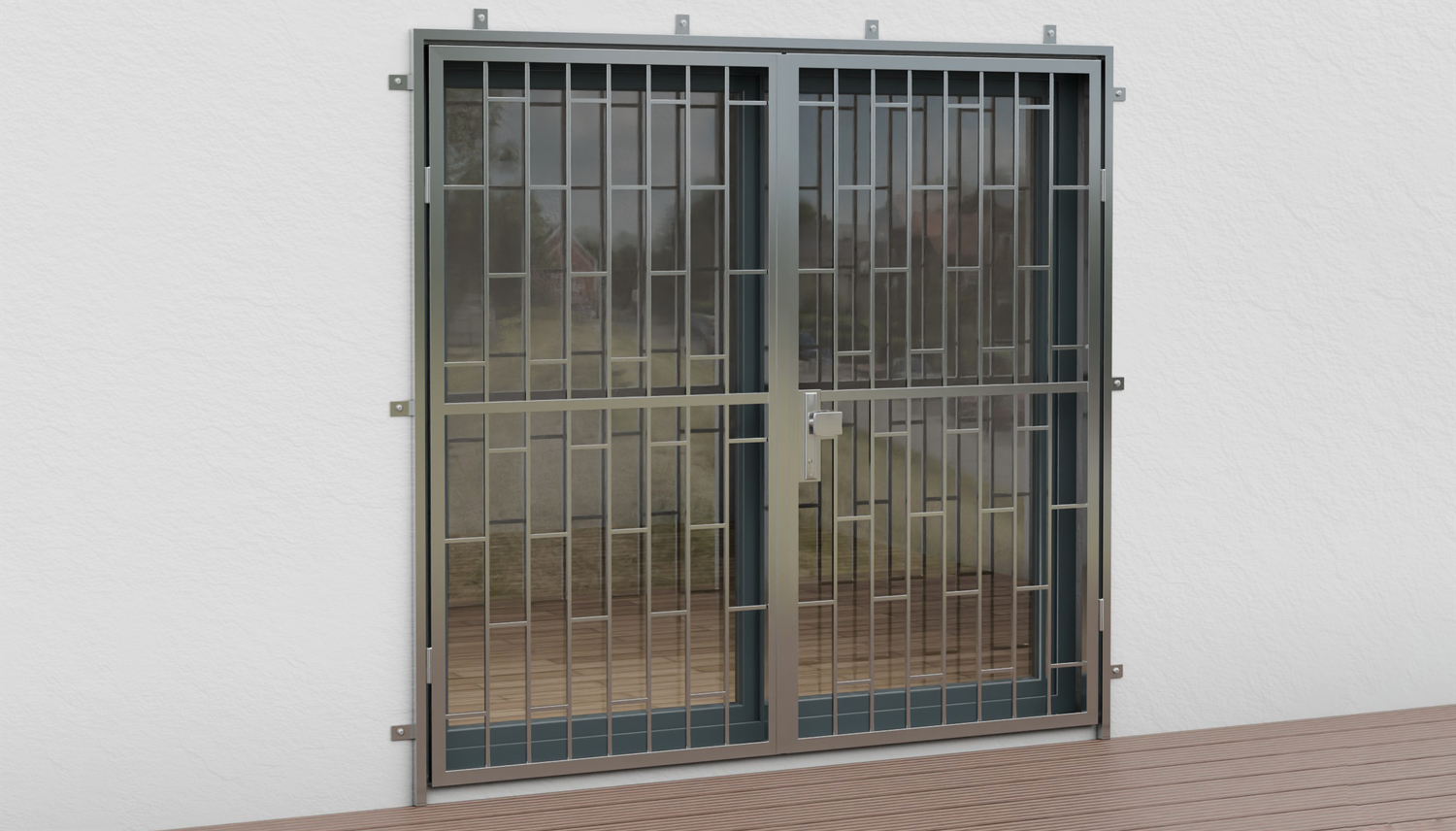 Porte grillagée en acier inoxydable Échelle à 2 battants