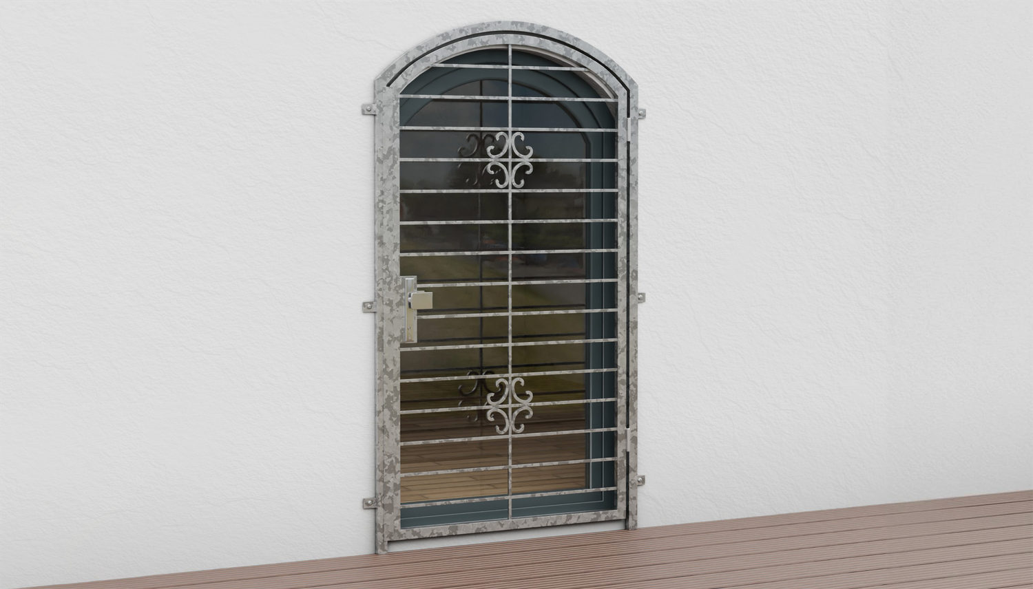 Porte grillagée galvanisé Arc Flower Top