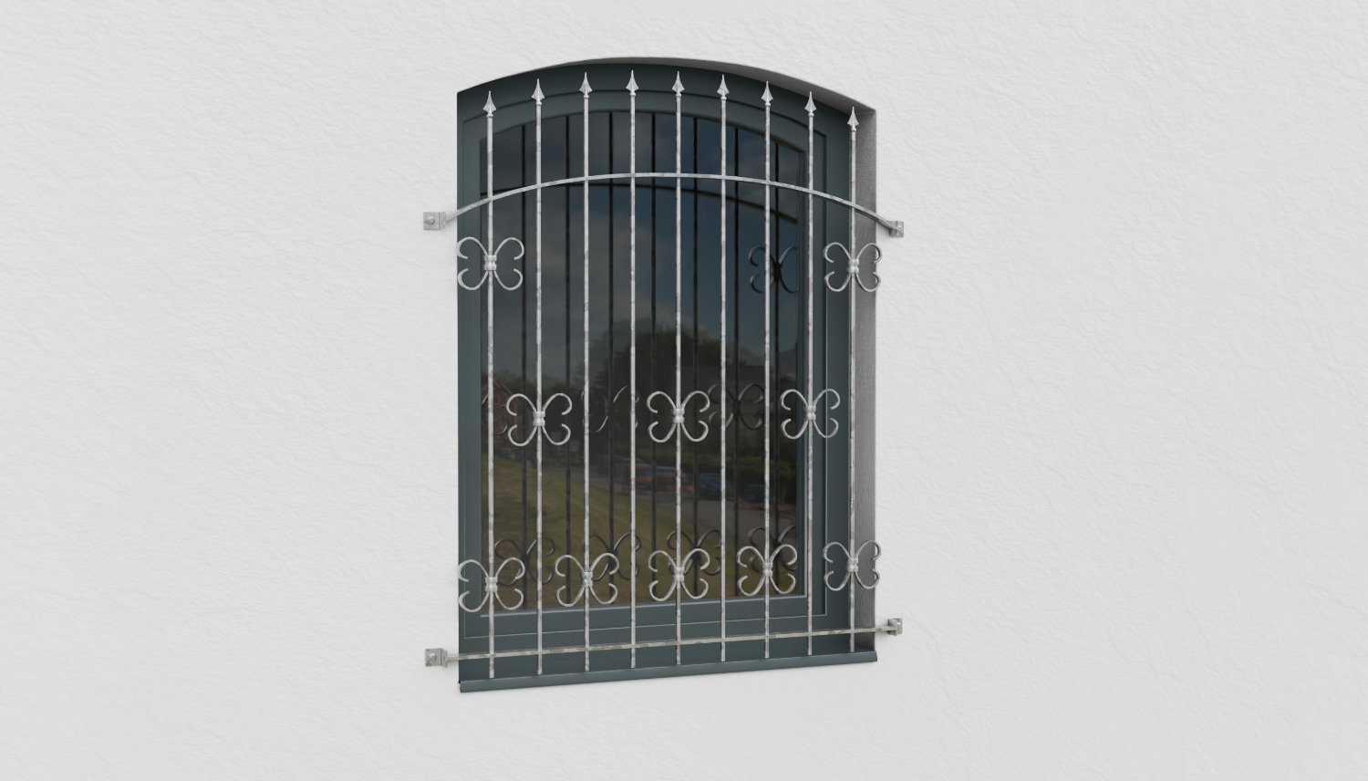 Grille de défense pour fenêtres en acier galvanisé Forêt Noire Arc supérieur 