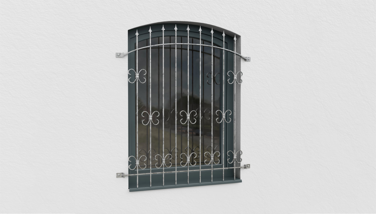 Grille de défense pour fenêtres en acier galvanisé Forêt Noire Arc supérieur 