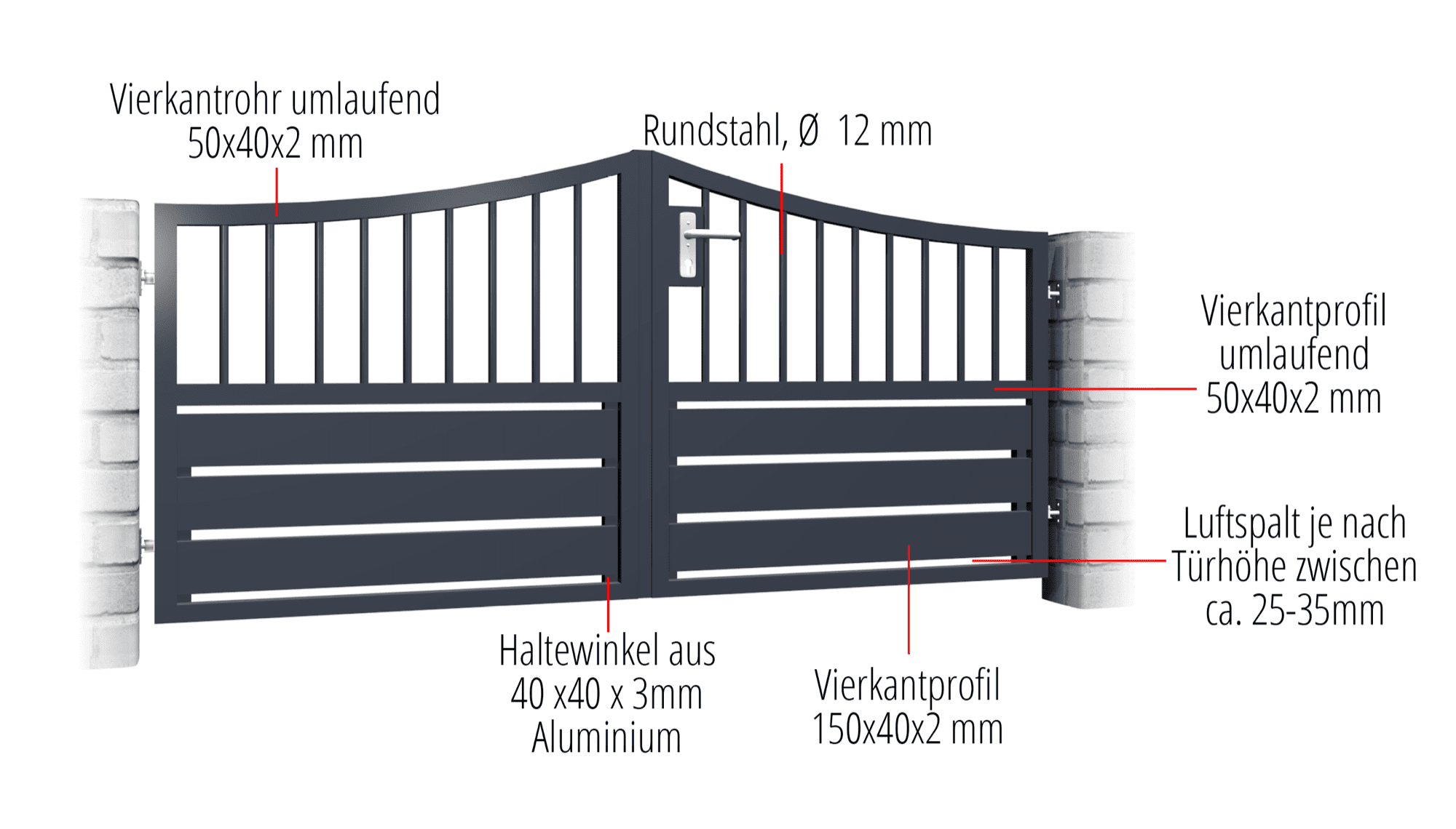 Portail de jardin en aluminium, brise-vue à 2 battants KSV 1, SB