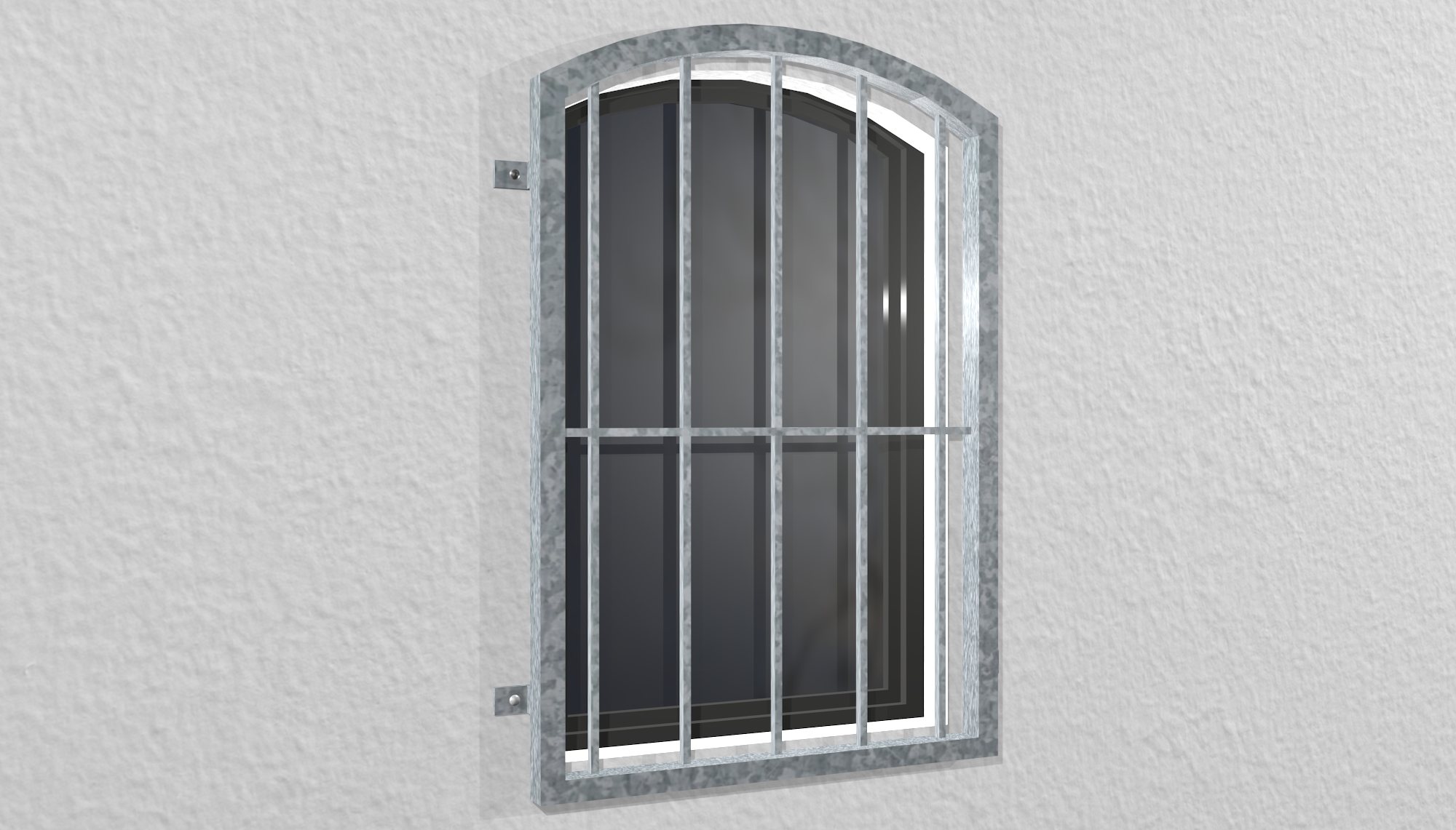 Grille de défense pour fenêtres en acier galvanisé barre verticale Arc supérieur 