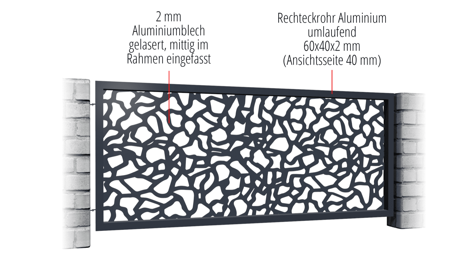 Clôture de jardin en aluminium découpé au laser design AB 2