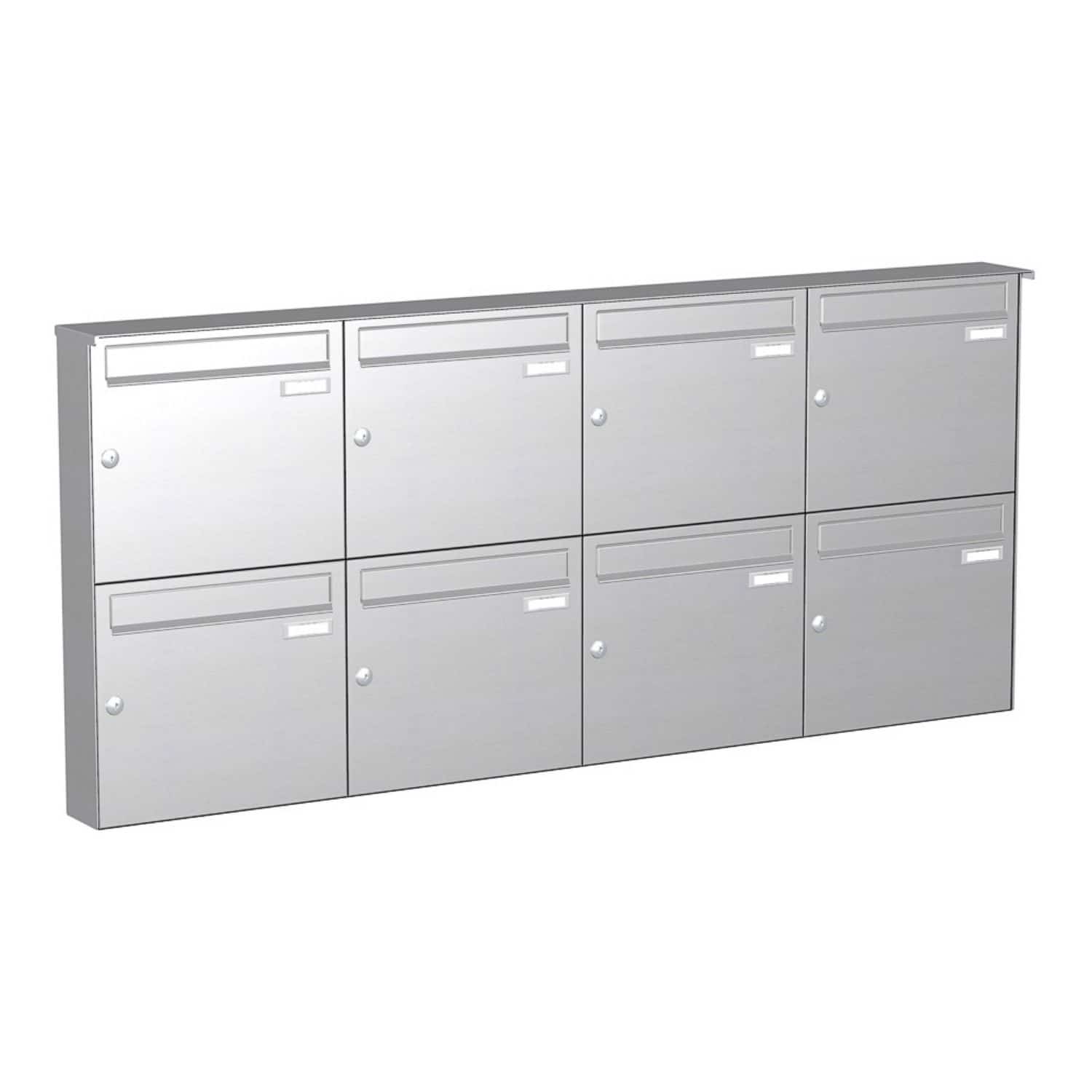 Briefkastenanlage | Aufputz | 8-fach | Senkrecht | Edelstahl
