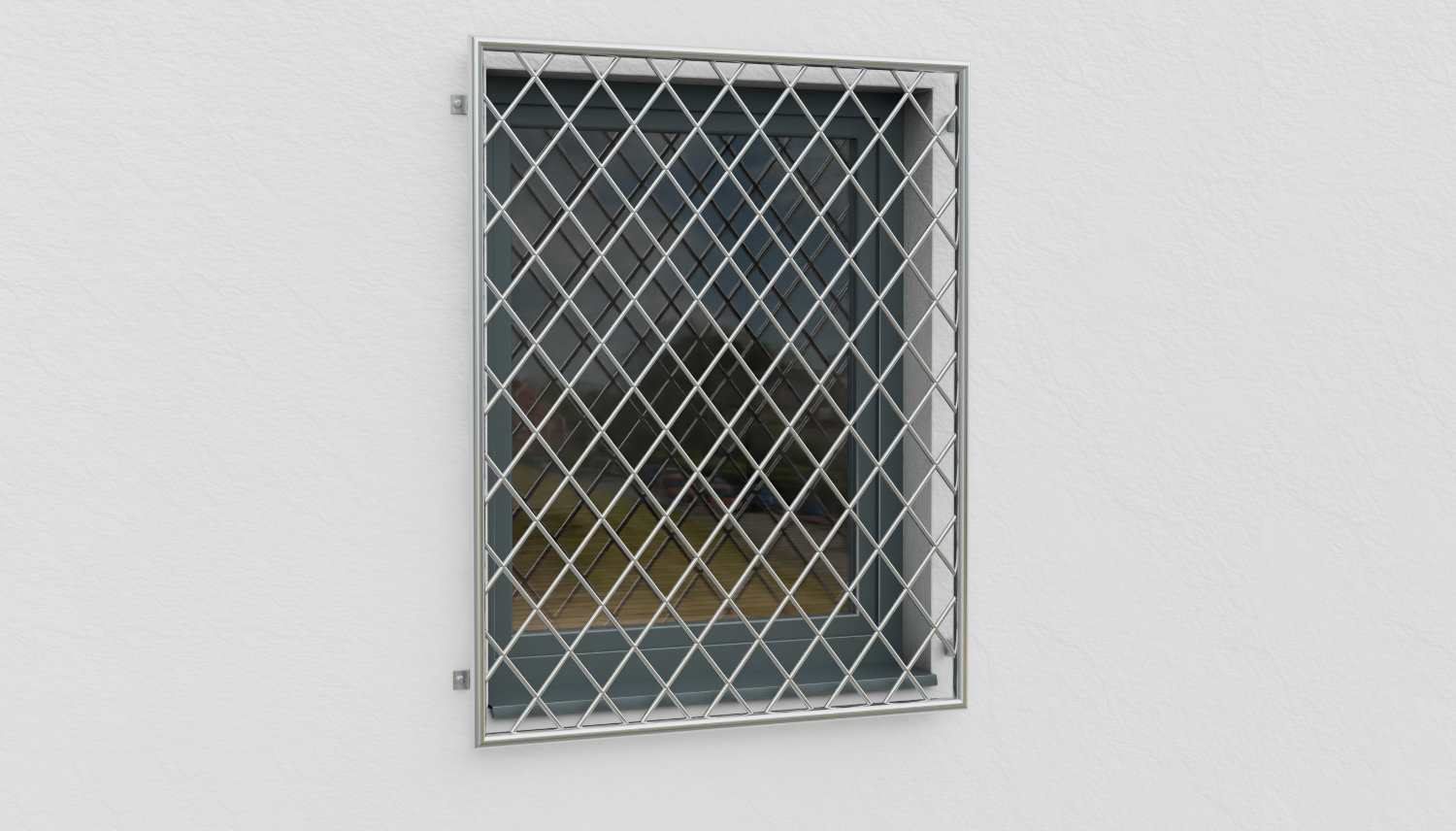 Grille de défense pour fenêtres en acier inoxydable barre ronde en forme de losange