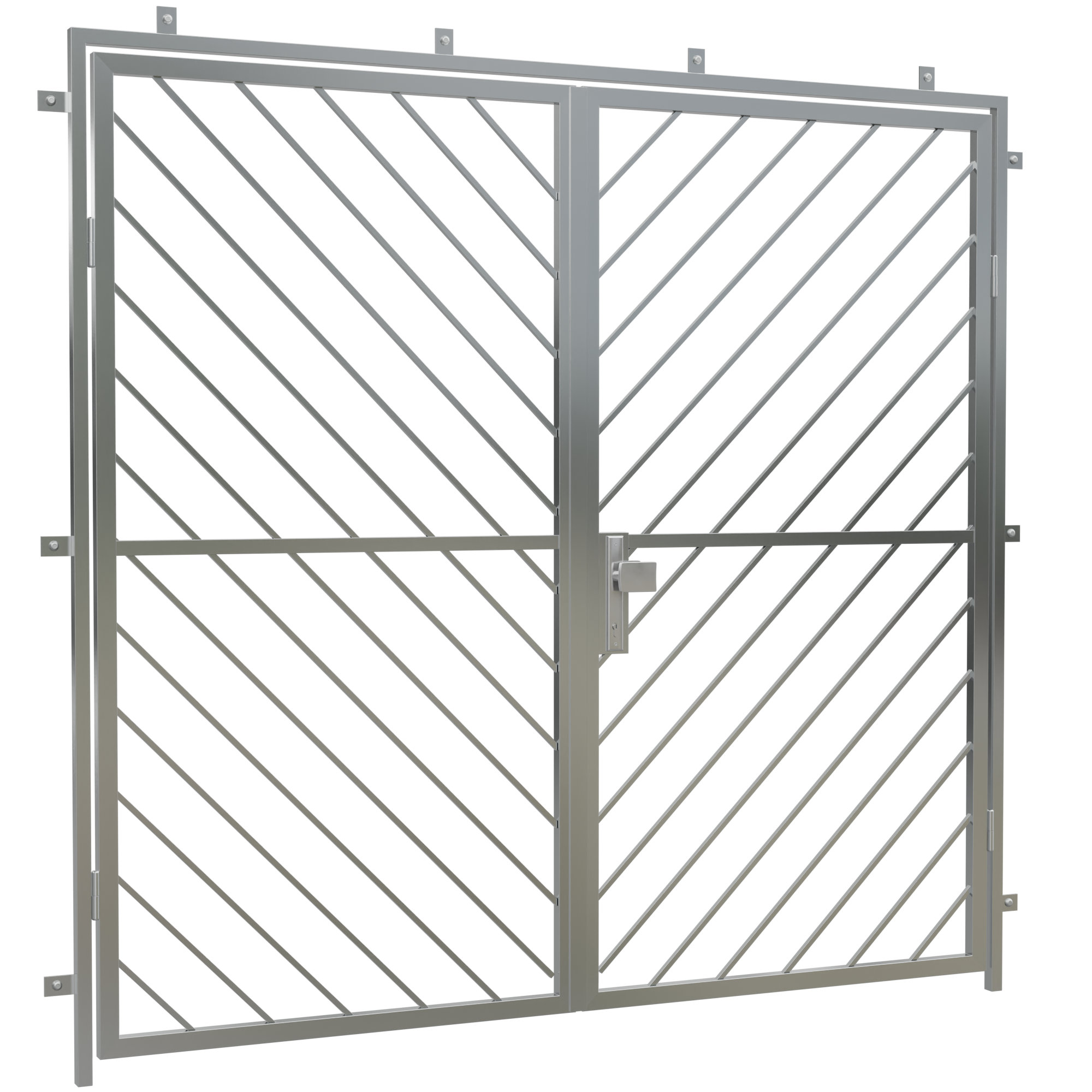 Porte grillagée en acier inoxydable à 2 battants Barre diagonale 1