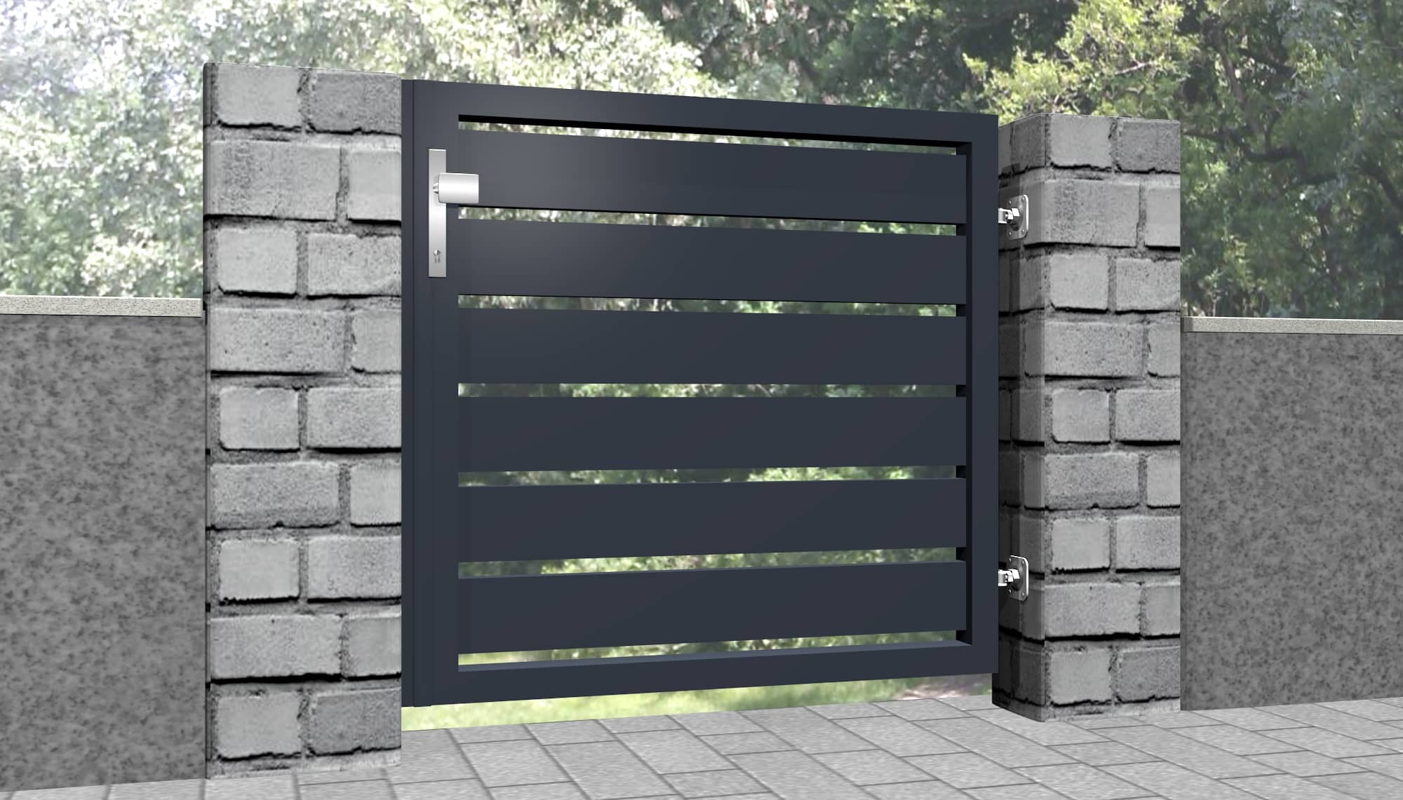 Brise-vue 1 battant en aluminium pour portillon de jardin lamelles, GE