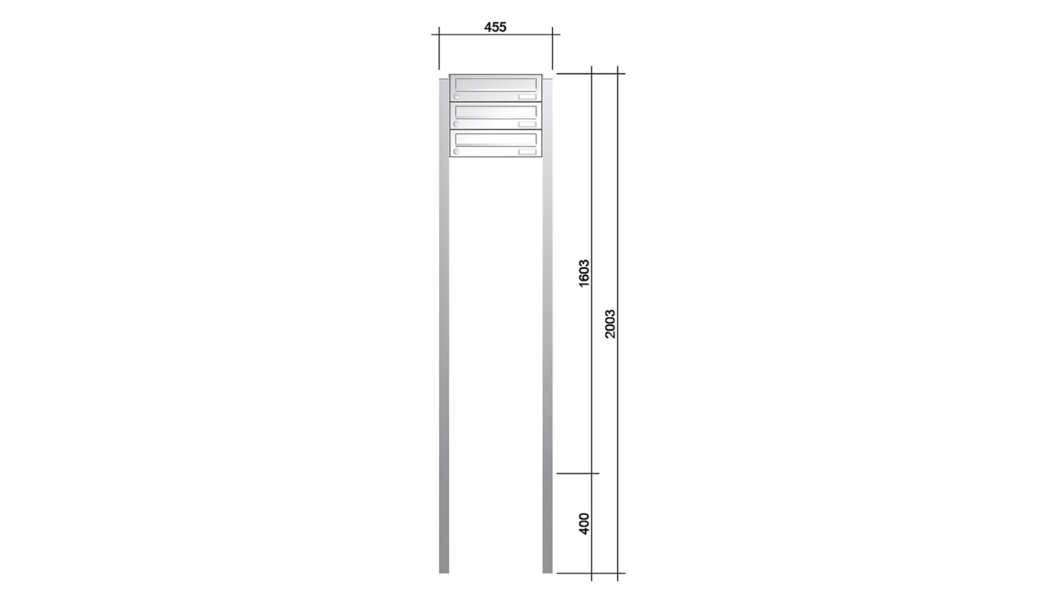 Briefkastenanlage | Freistehend | 3-fach | Waagerecht | Edelstahl